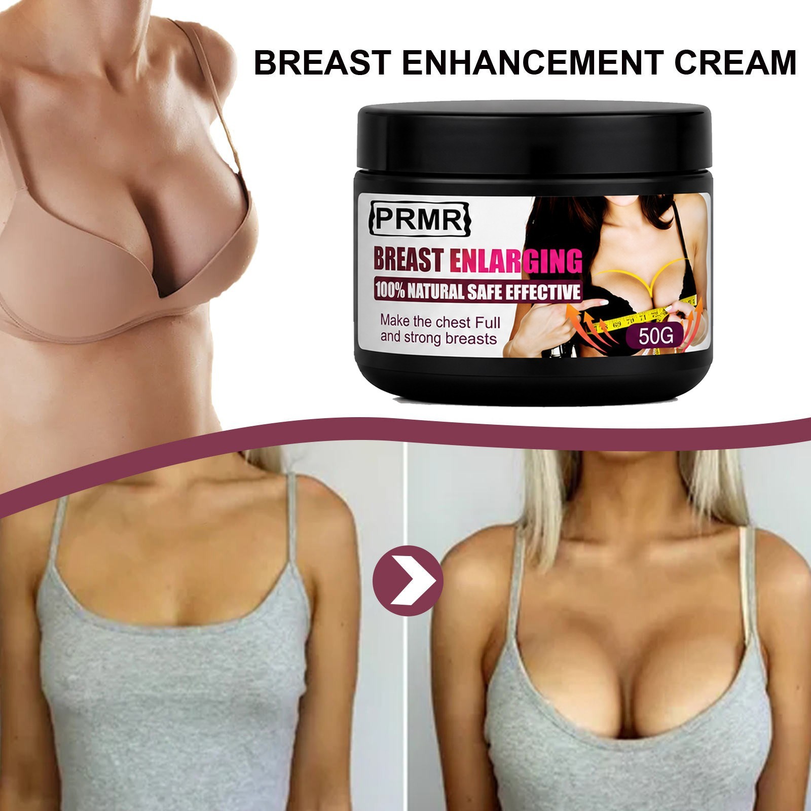 PRMR Breast Enlarging Cream Natural Enhancement Support Growth & Lifting – 1.7oz