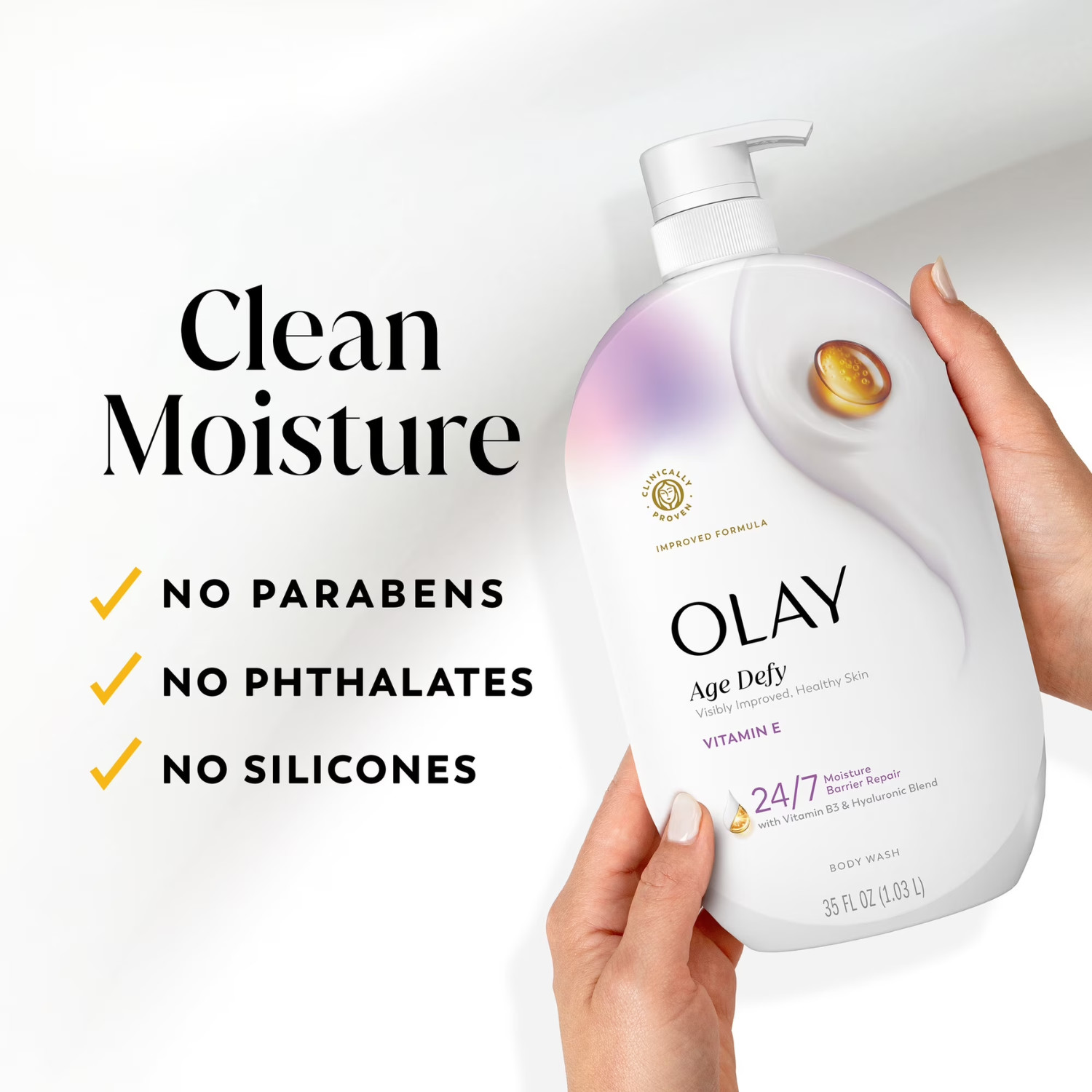 Olay Age Defy Ultra Moisture Body Wash Vitamin B3 Hyaluronic Blend 35oz