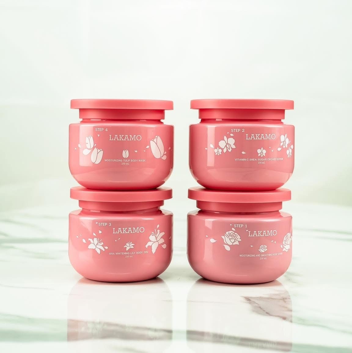 Lakamo Whitening Body Spa Set ឈុតត្រាំទឹកដោះគោស្ងួត ឡាកាម៉ូ(1set/4pcs) No Box