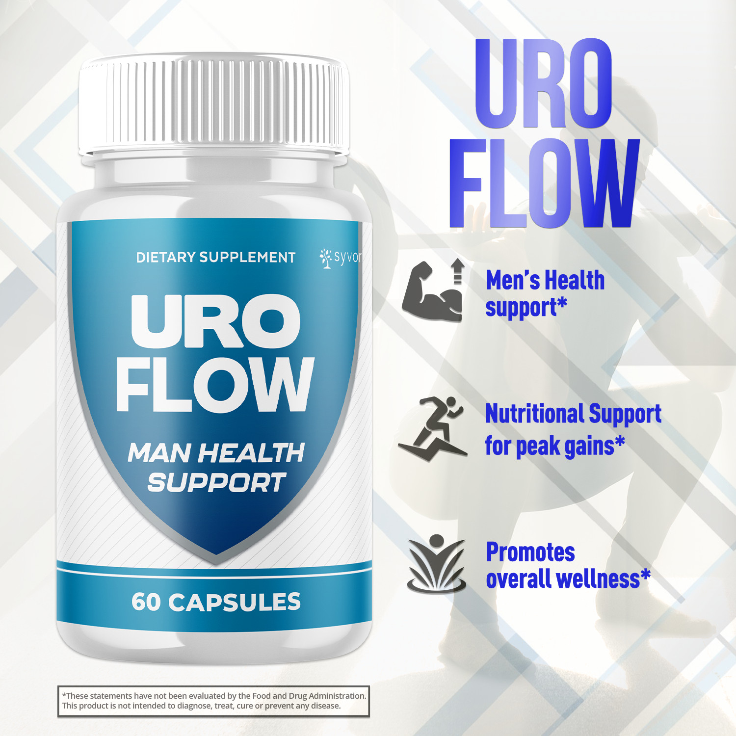(1 Pack) Uro Flow for Men Prostate Health & Urinary Support Supplement 60 Caps