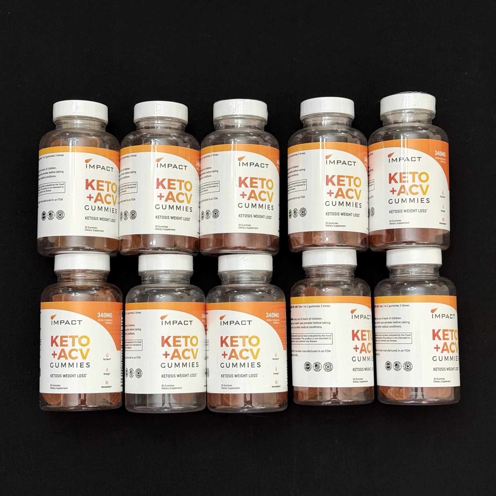 10 Pack Impact Keto ACV Apple Cider Vinegar 30 Gummies Exp 01/2025