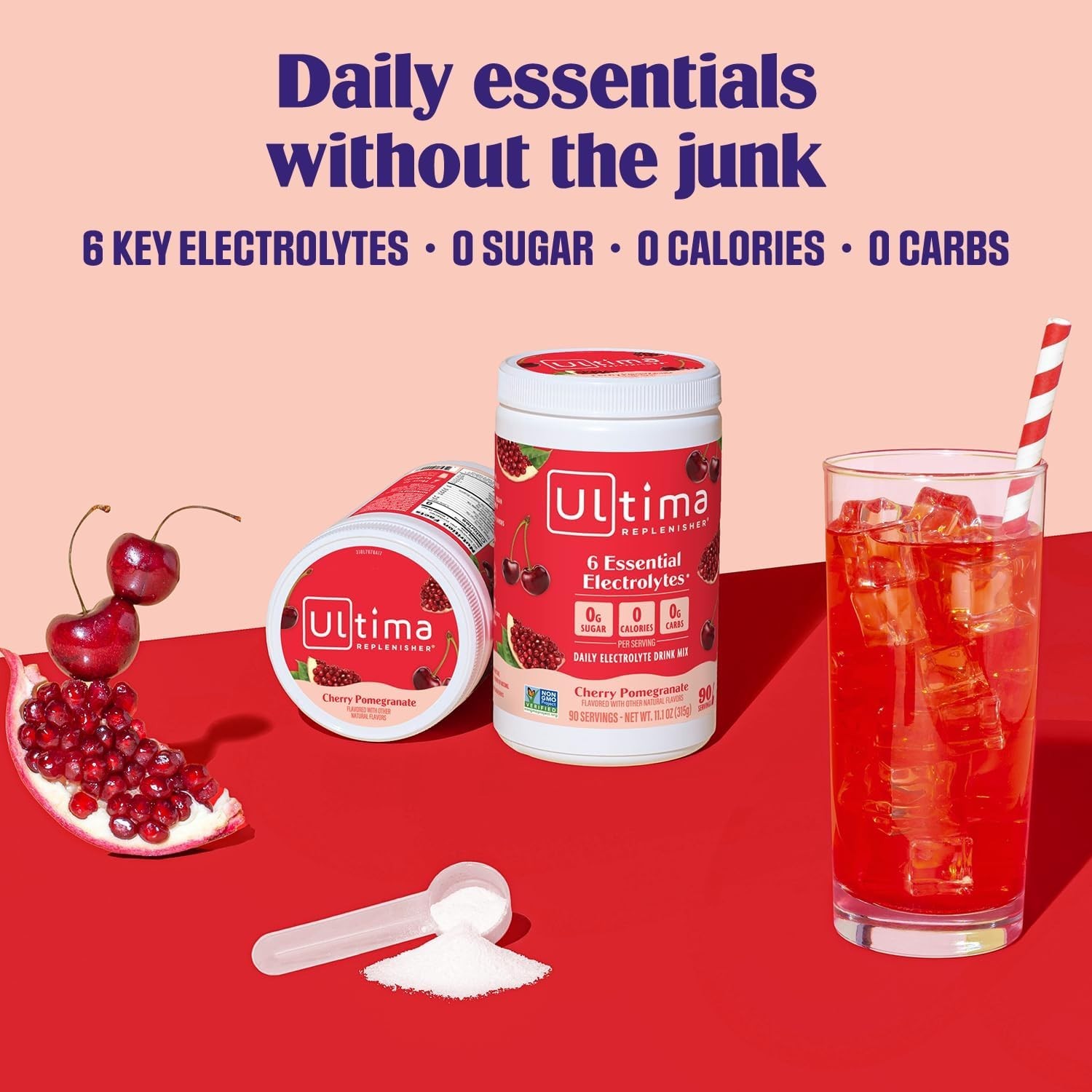 Ultima Replenisher Electrolyte Powder Cherry Pomegranate 90 Serv Sugar Free