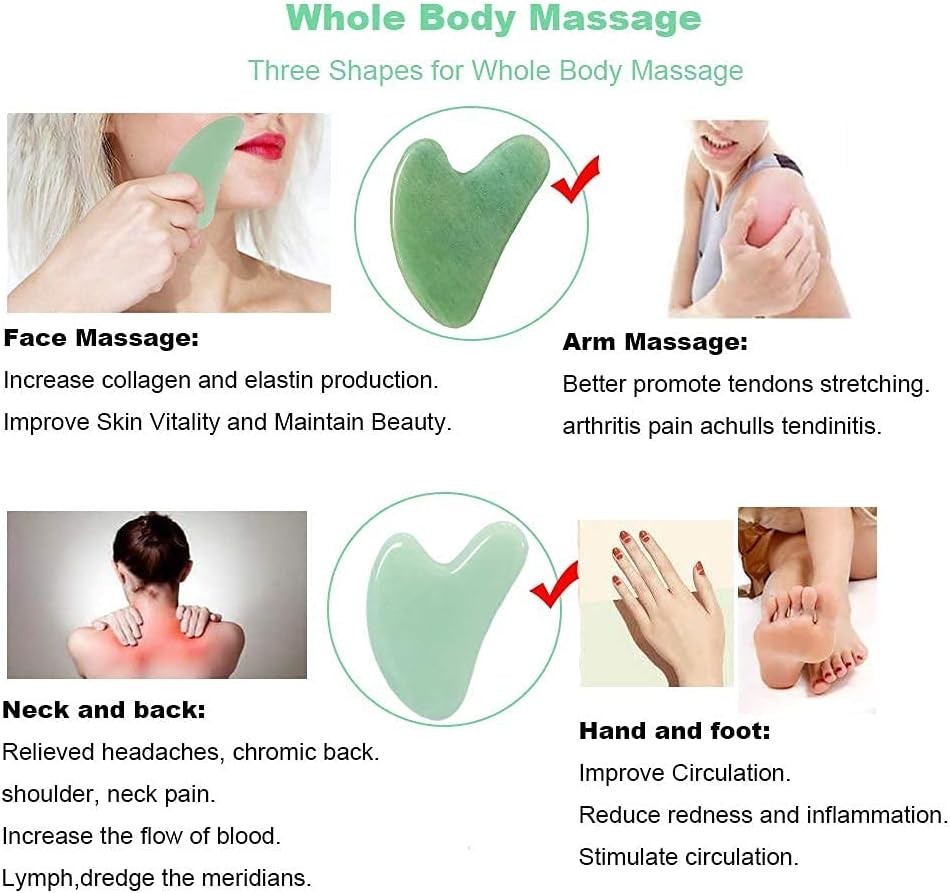 Gua Sha Jade Massage Tool: All-Natural Facial & Body Treatment for Ageless Skin