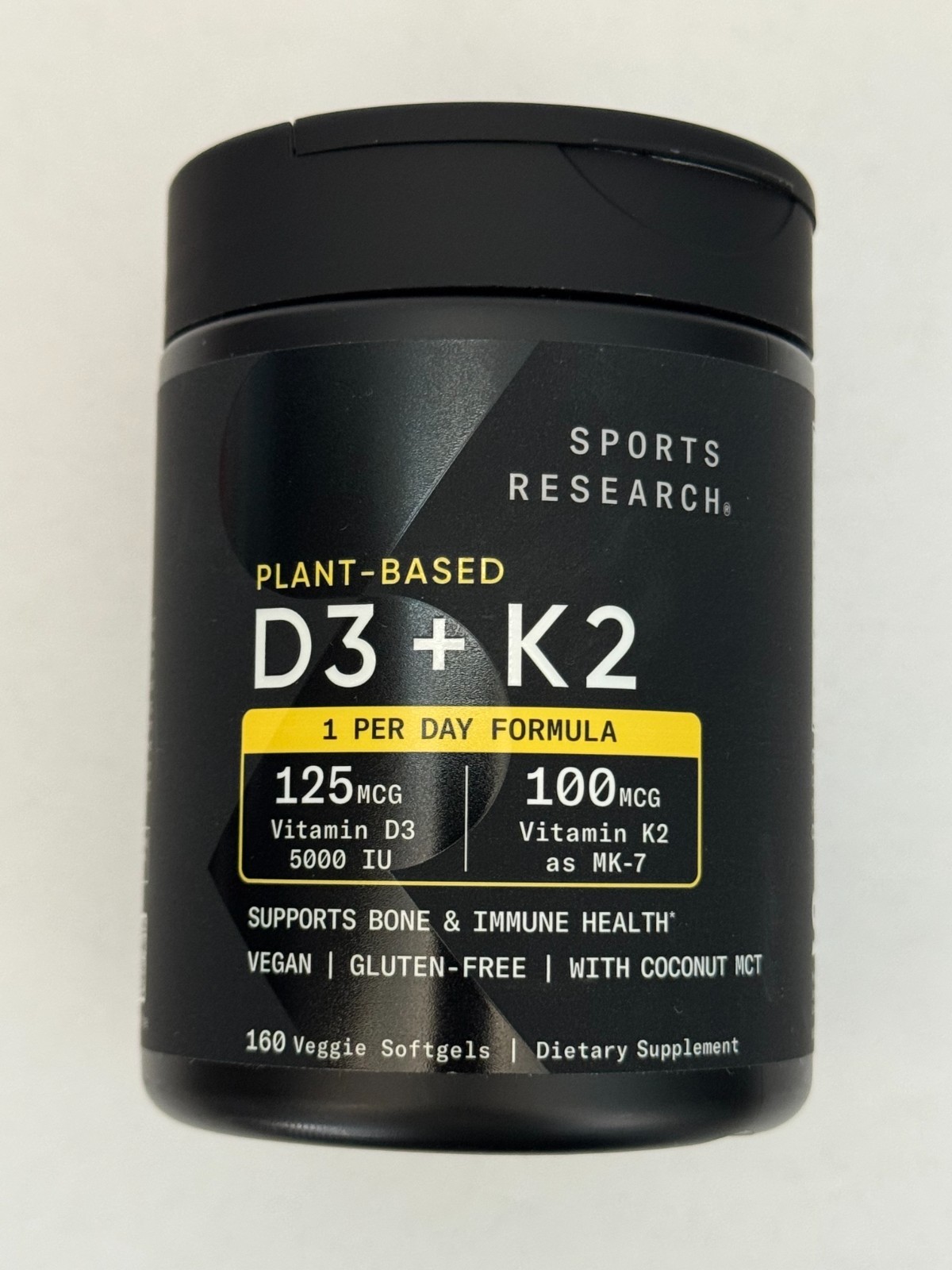 Sports Research D3 + K2, 160 Veggie Softgels,Supports Bone and Immune Health