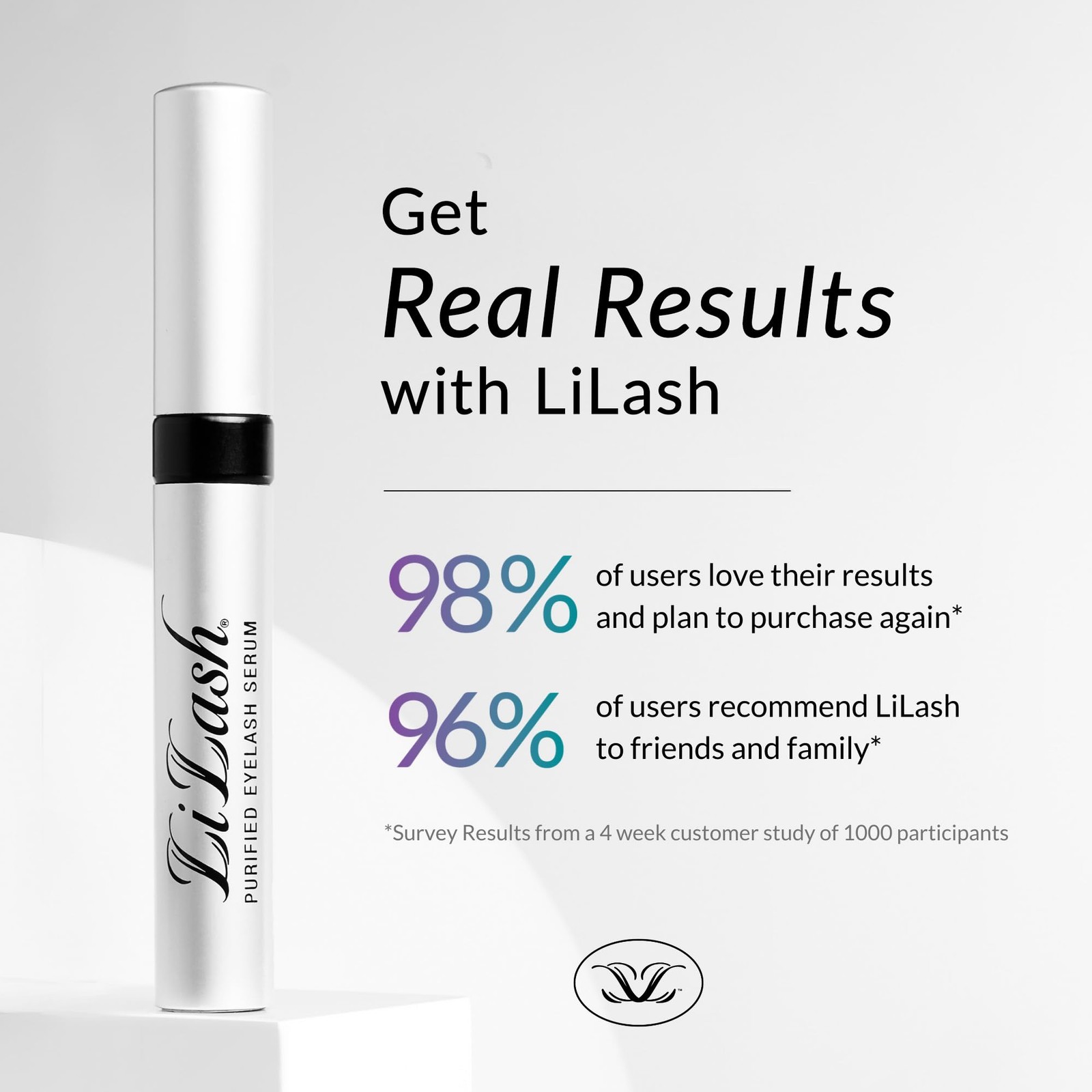 LiLash Purified Eyelash Serum for Longer & Fuller Lashes, 2mL, 90-Day Supply