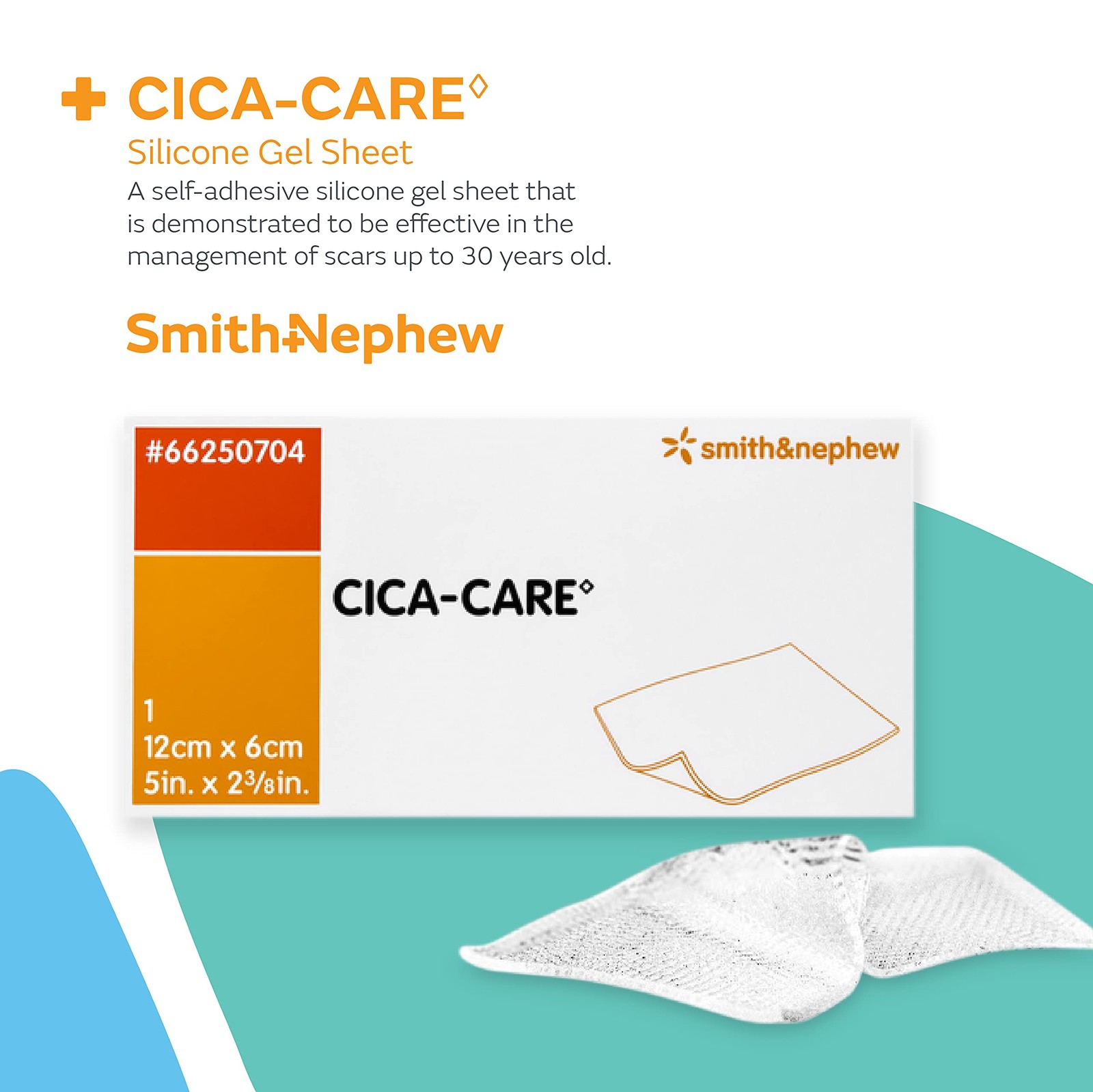 Silicone Gel Sheet Scar Management 12 cm by 6 White Orange CICA Care PHARMAIDEA