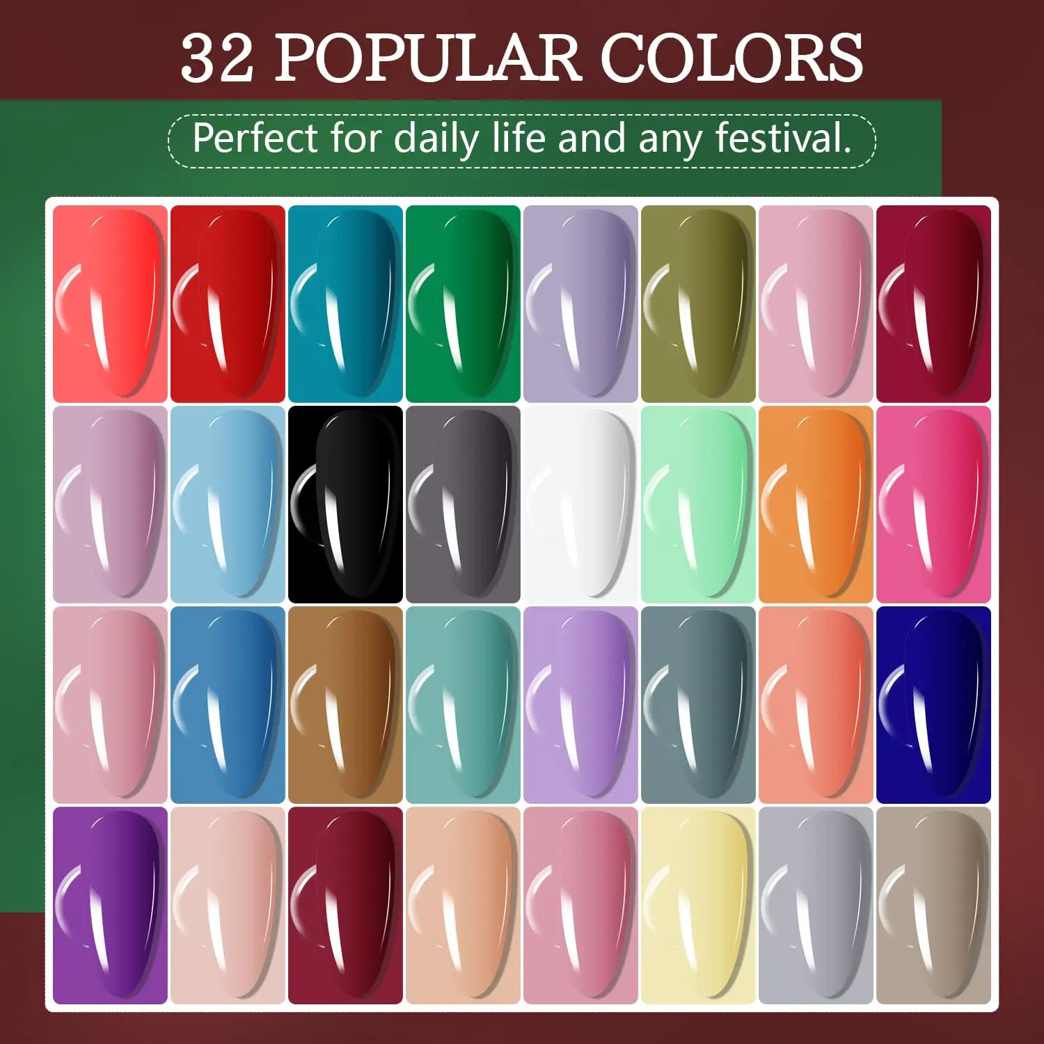 32 Color Gel Nail Polish Kit with UV Light Lamp Base Coat False Nail Tips Set