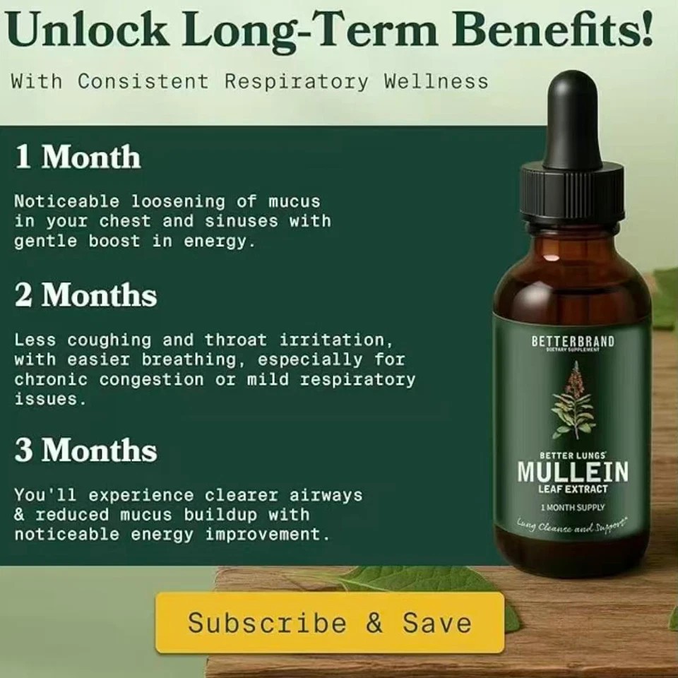 NEW Mullein Leaf & Chlorophyll Drops for Lung Detox & Mucus Cleanse – 30Servings