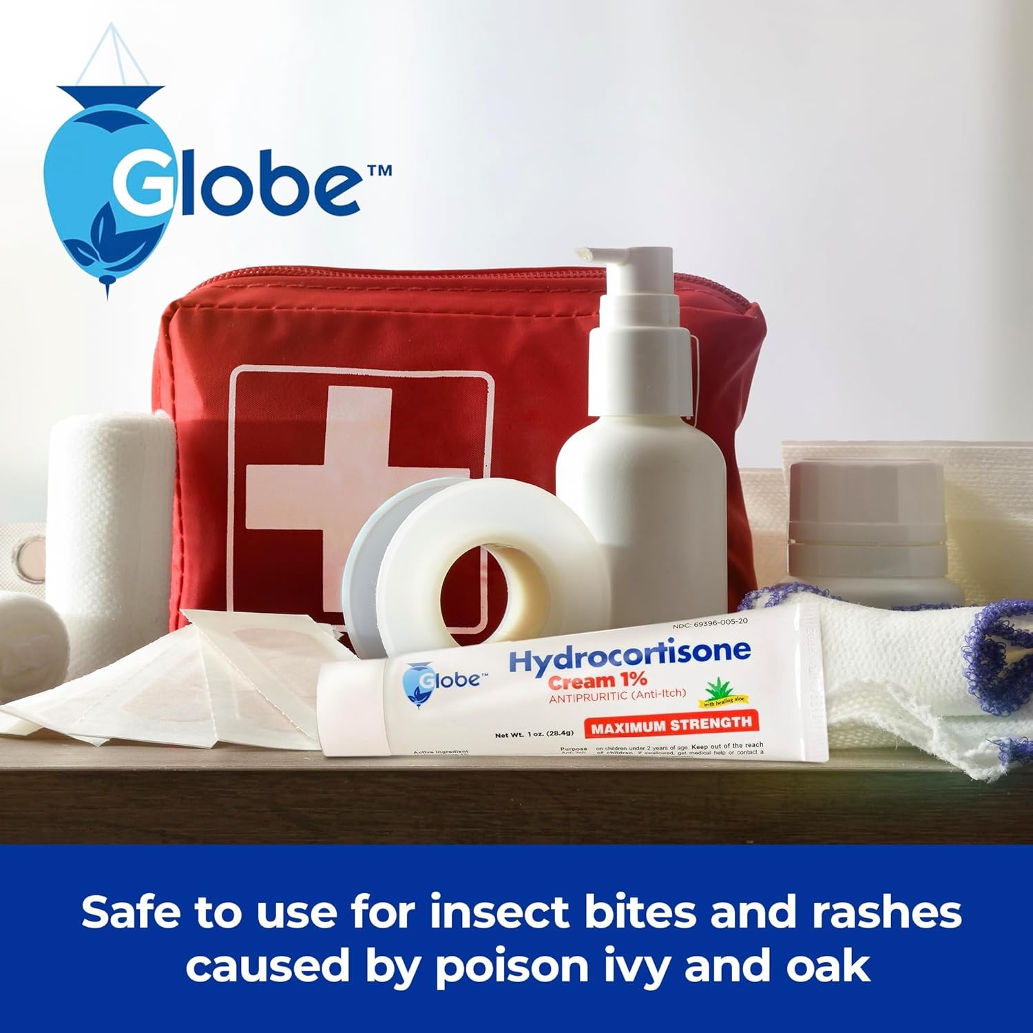Globe 4 Pack Hydrocortisone 1% Anti-Itch Cream Max Strength Aloe Eczema Rash 1oz