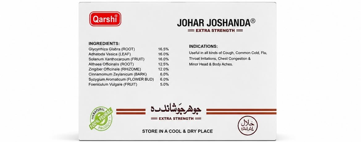 Qarshi Johar Joshanda Extra Strength Herbal Tea Cold Flu Cough Relief 30 Sachets
