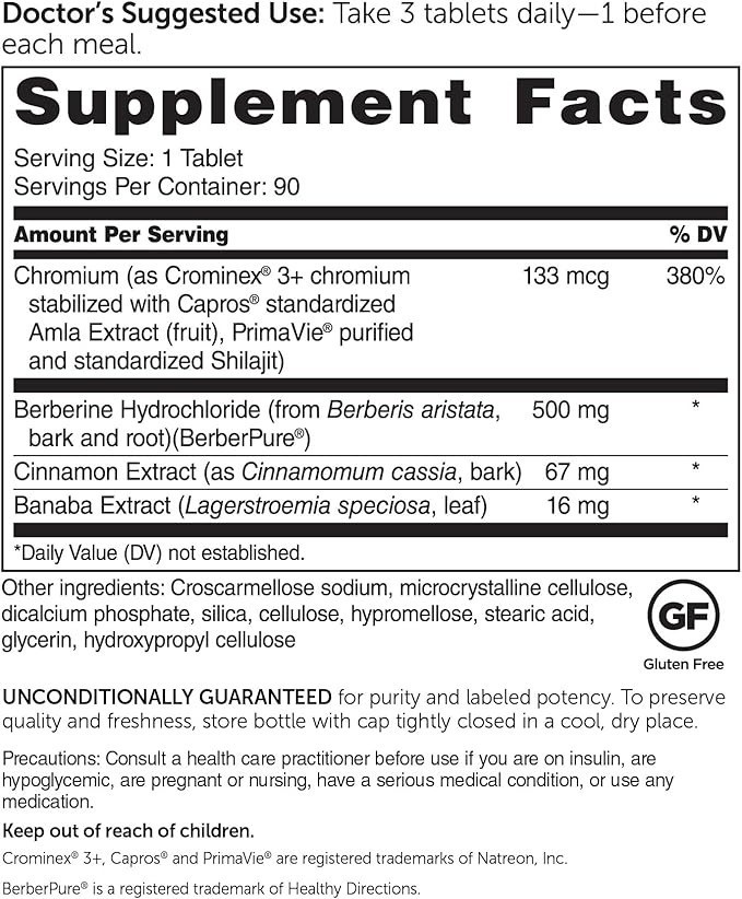 Dr. Whitaker GlucoGold Berberine 90 Tablets – New And Sealed – 12/2027