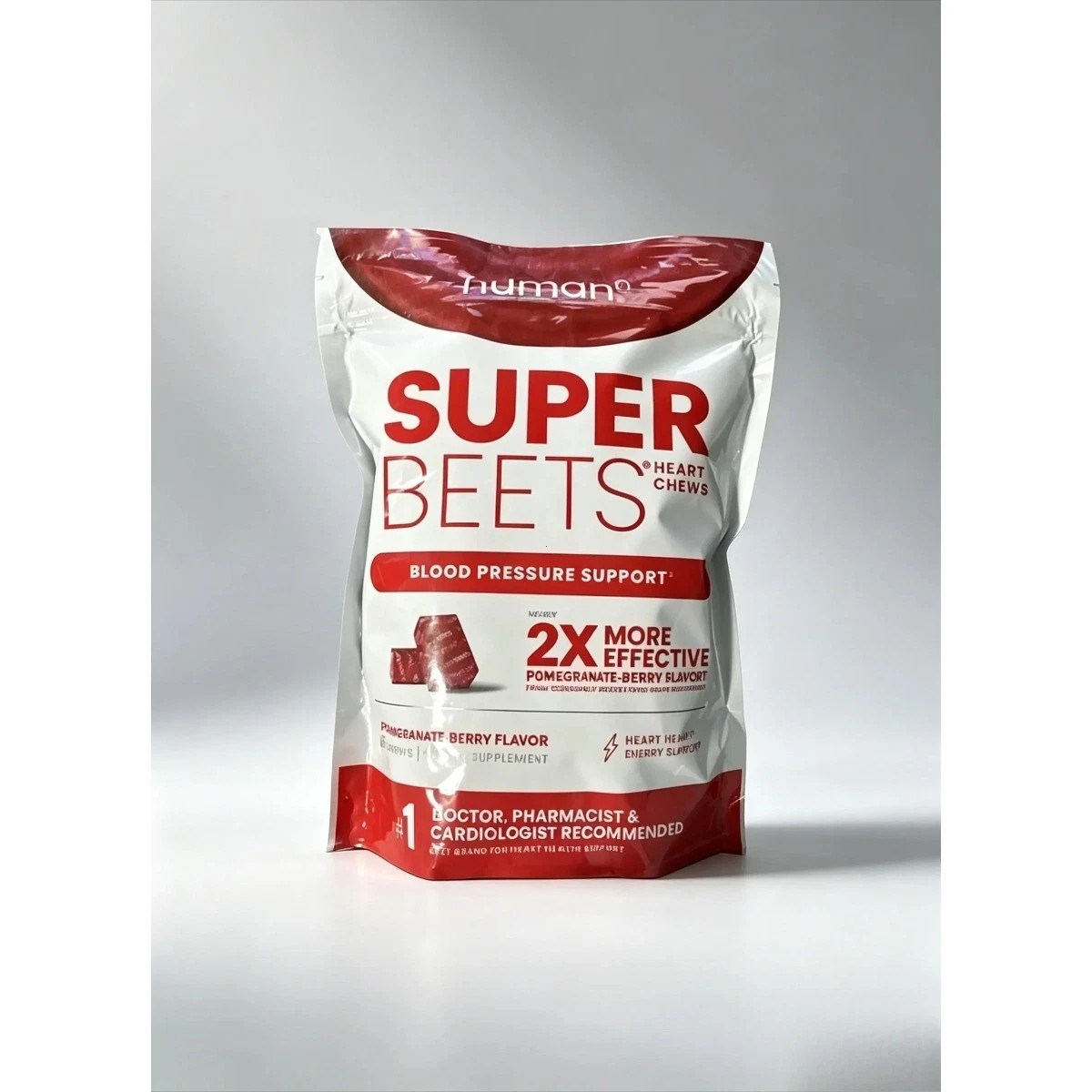 Humann SuperBeets Heart Chews: Nitric Oxide & Blood Pressure Support, 60 Count