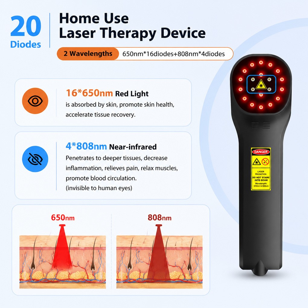 650nm 808nm LLLT Cold Laser Machine for Arthritis Muscle Pain Pets Home Use