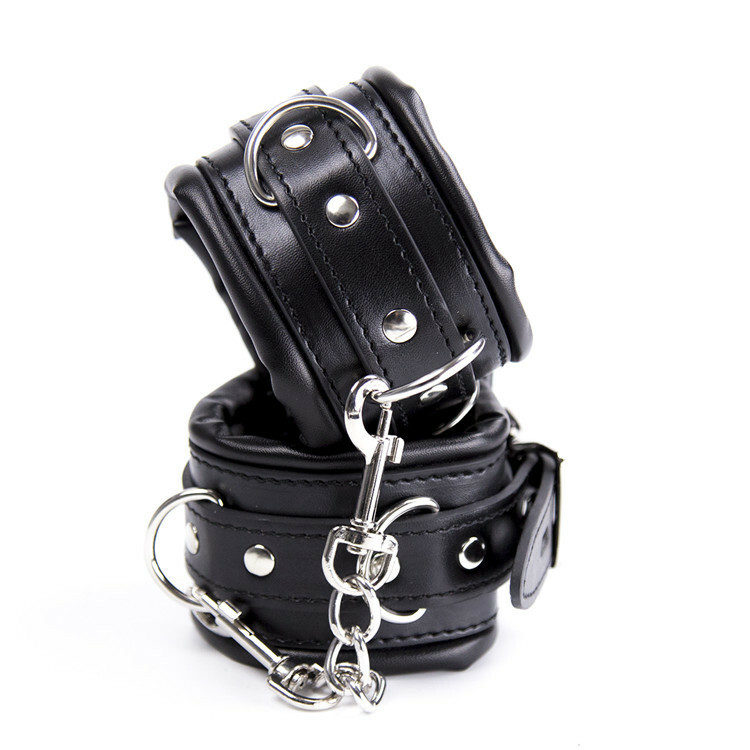 Soft Padded PU Leather Collar Wrist HandCuffs Ankle Set Restraint Bondage BDSM