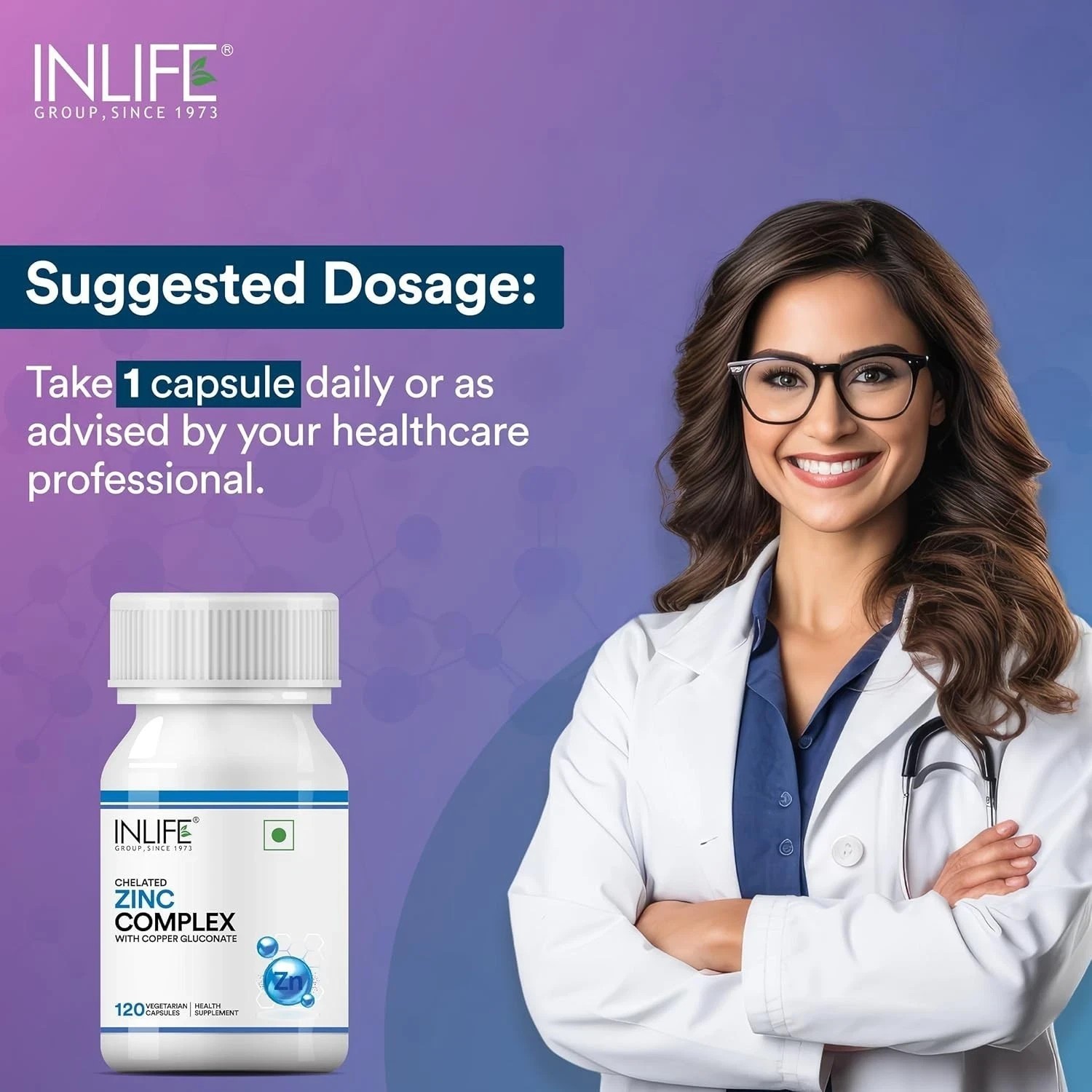 INLIFE Zinc Complex Capsules with Zinc Picolinate & Gluconate 120N