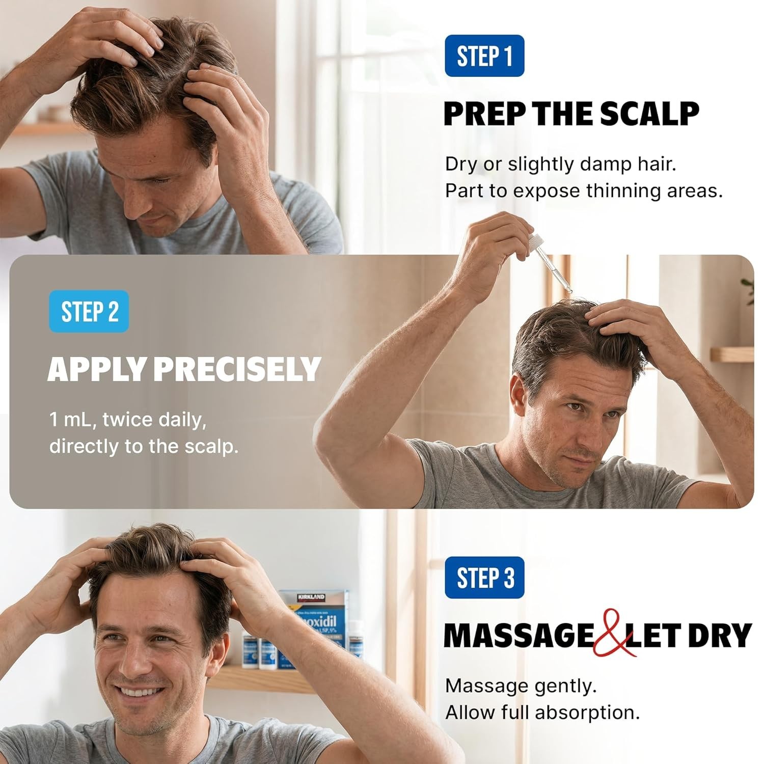 Kirkland Minoxidil 5% Hair Regrowth Treatment for Men, 6 Month Supply