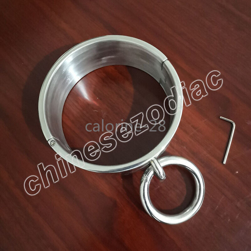 Overweight 6cm High Stainless Steel Neck Collar Cuff Big Rings Collar Restraint