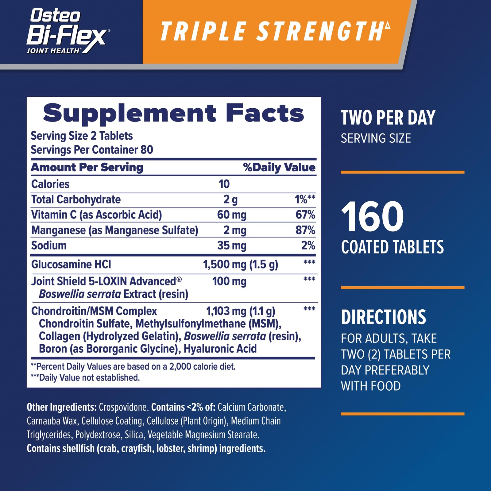 Osteo Bi-Flex Triple Strength Glucosamine 160 Count (Pack of 1), 160