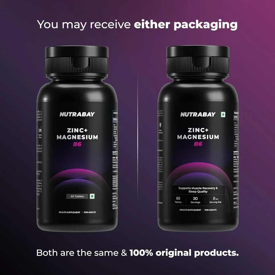 Nutrabay Pro Zinc Magnesium spartate & Vitamin B6 60 Veg Tablets