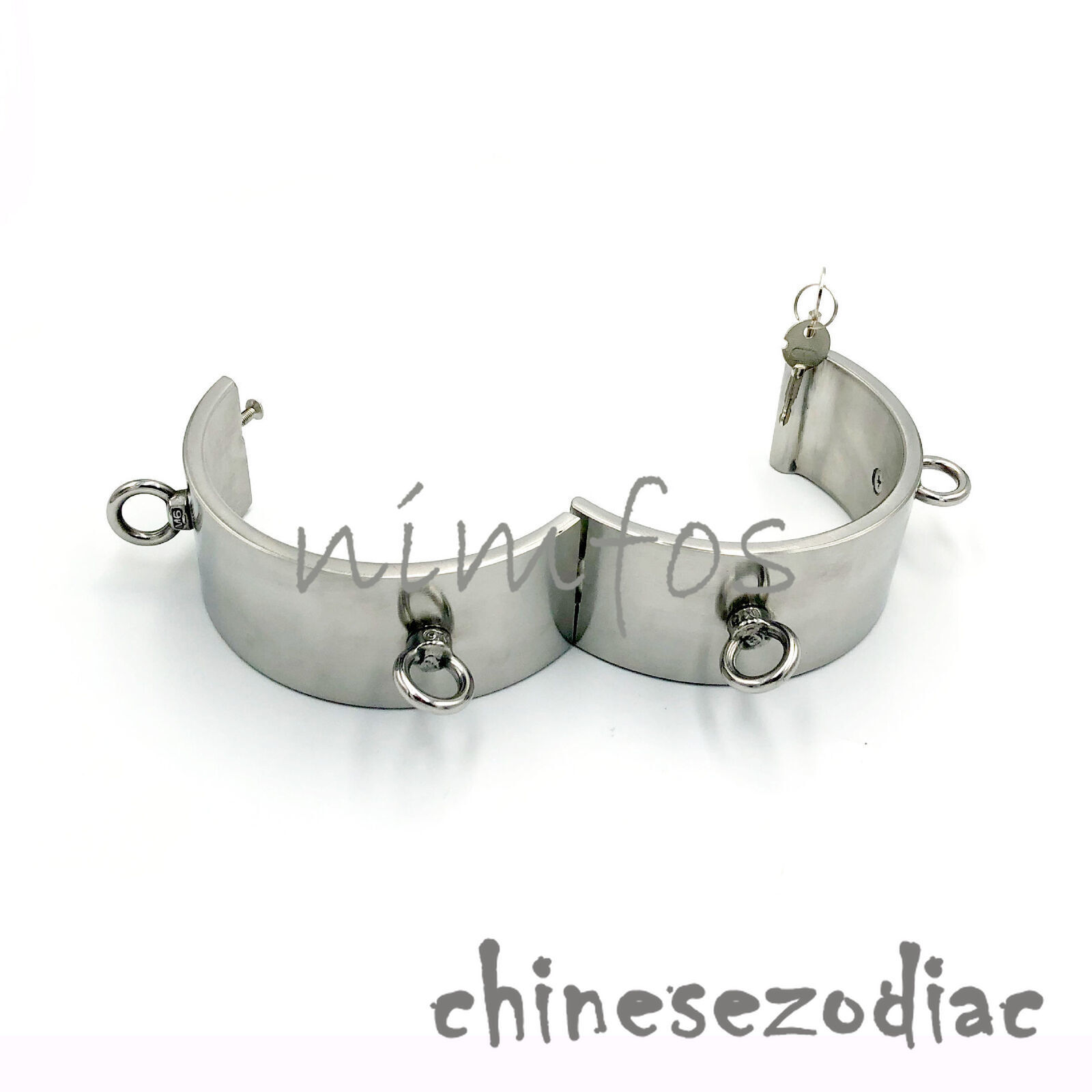 6CM High Heavy Duty 4 Ears Stainless Steel Neck Collar Restraint with Press Lock