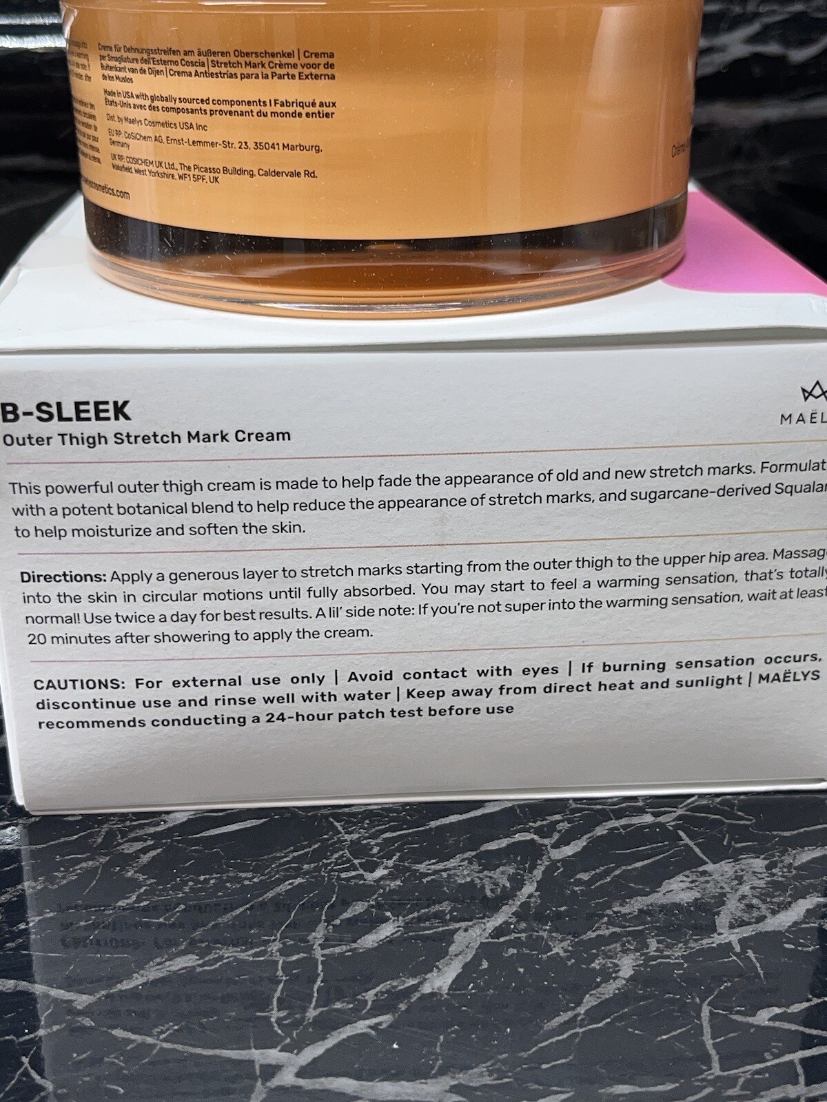 MAELYS B-Sleek outer thigh stretch mark cream 3.38 oz New In Box 🔥Sale 🔥