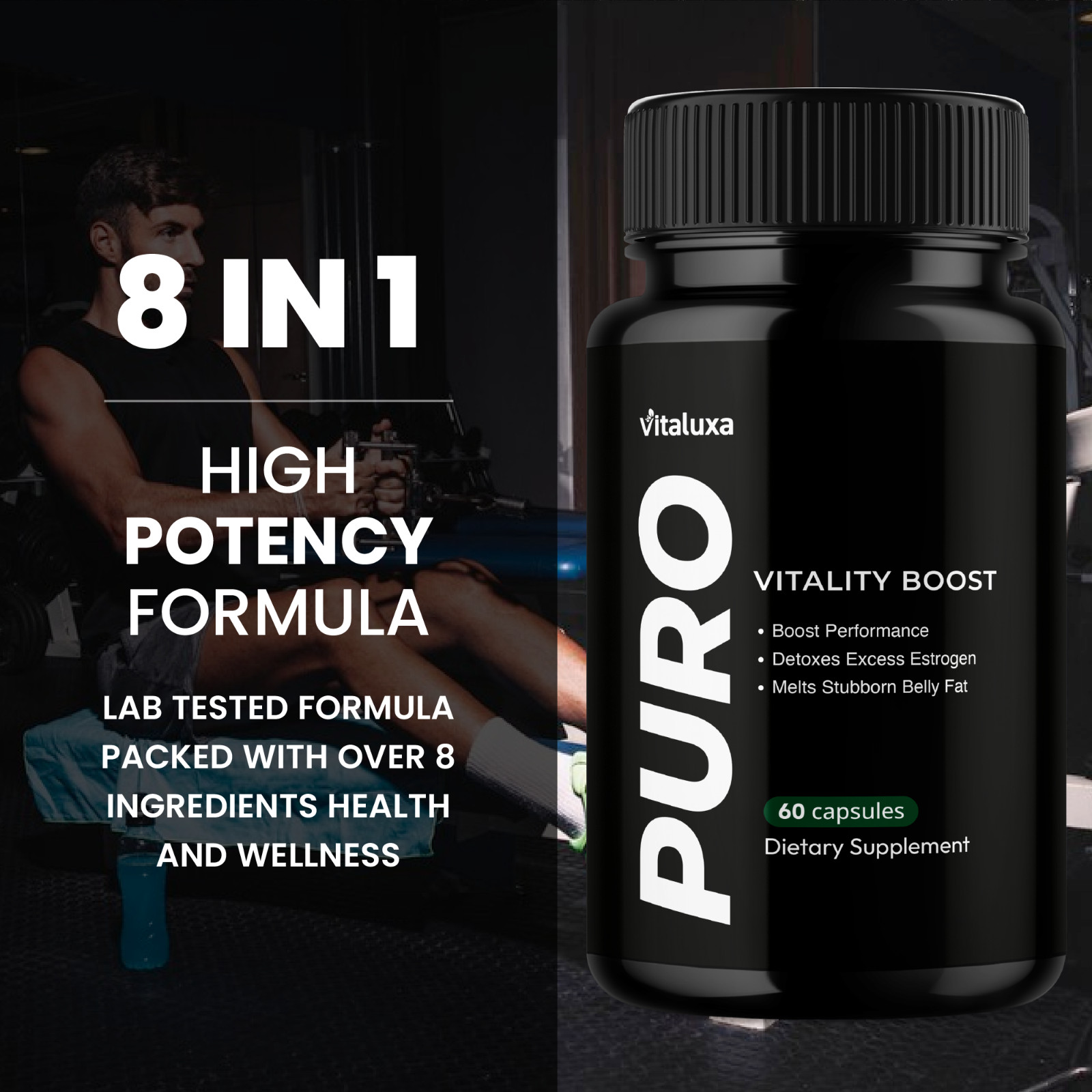 (5 Pack) Puro Vitality Boost, Premium Supplement Maximum Strength (300 Capsules)
