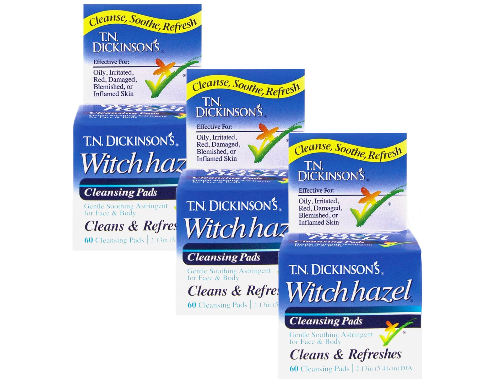 T.N. Dickinson’s Witch Hazel Astringent Cleansing Pads 60 Count – Pack of 3