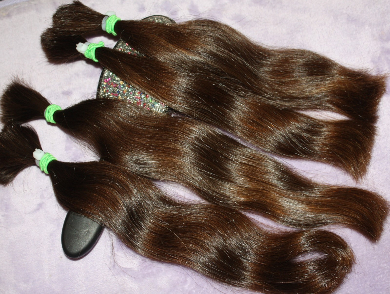 HAIR REBORN WIG 13 IN 3.9oz FINE & SILKY DARK GOLDEN BRUNETTE PONYTAILS F90