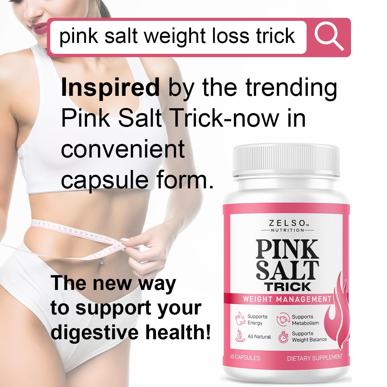 (3 Pack) Pink Salt Trick Capsules – Original PinkSalt 60 Count (Pack of 3)
