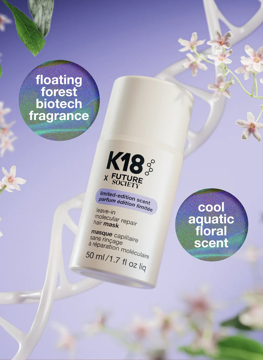 K18 x Future Society Set. Molecular Repair Hair Mask 50 ml + Floating Forest EDP