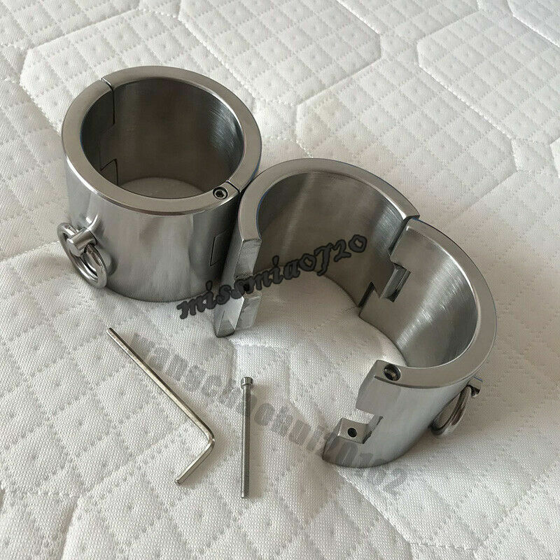 Heavy 6CM High Stainless Steel Shackle Handcuff Ankle-Wrist Cuffs Fetter Manacle