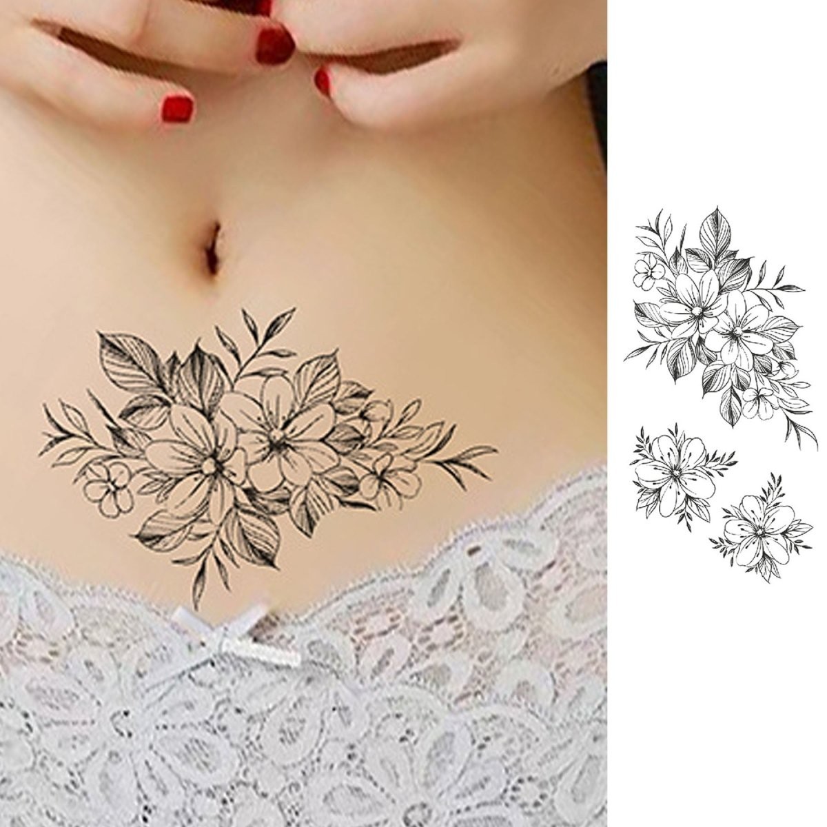 5 Flower Tattoo Sheets – Waterproof, Safe & Easy to Apply
