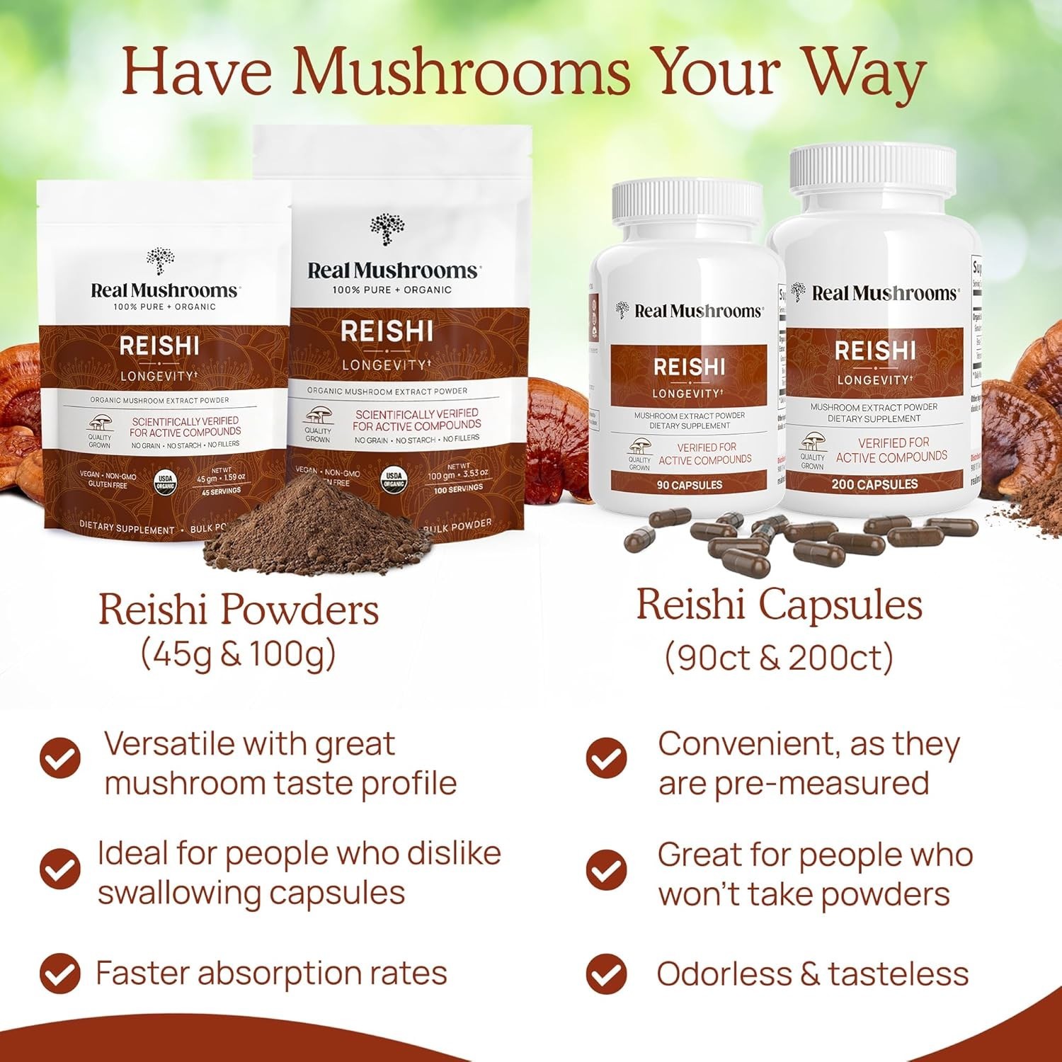 Red Reishi Mushroom Powder – 100% Pure for Daily Wellness & Relaxation