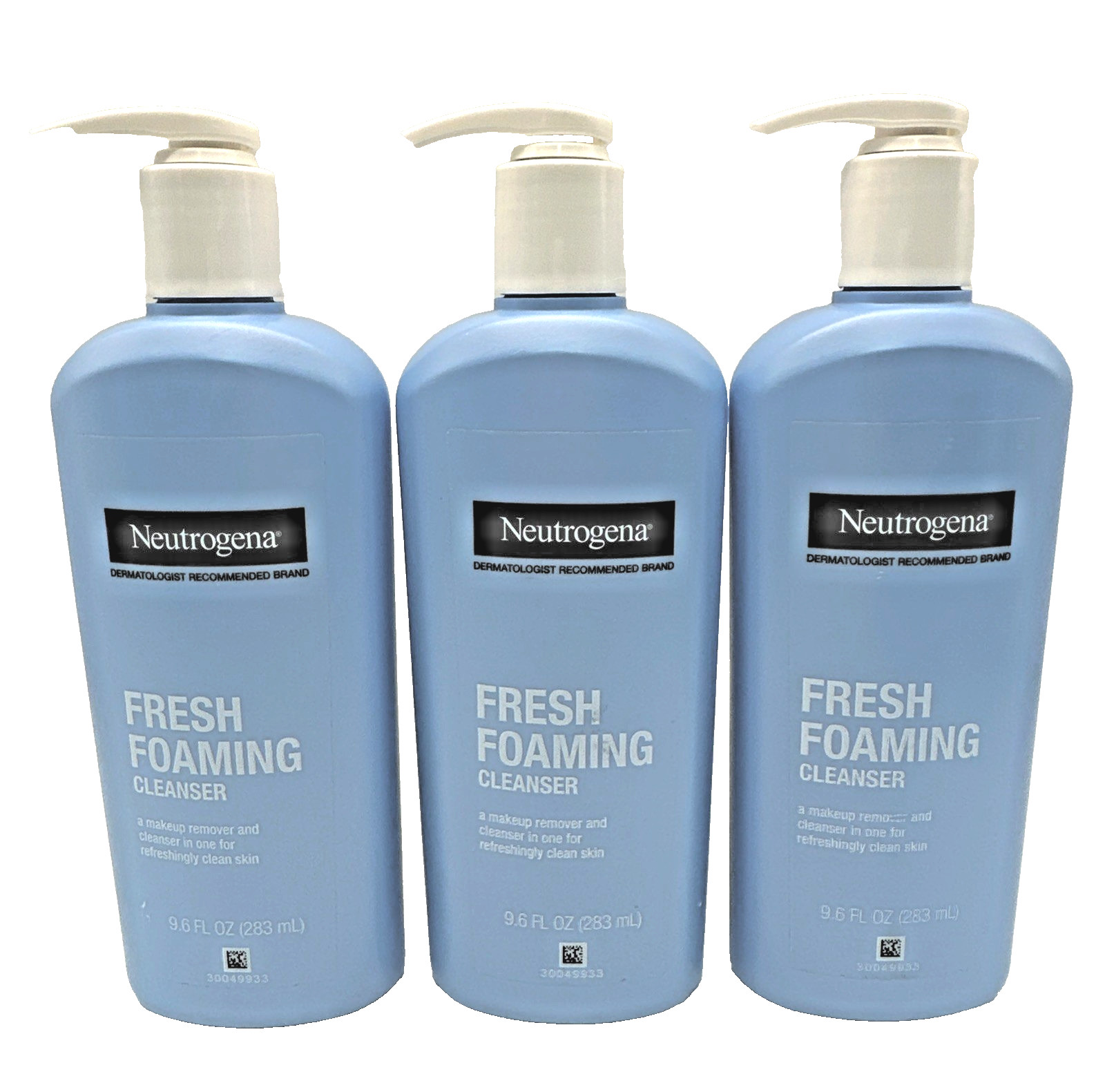 Neutrogena FRESH FOAMING CLEANSER Makeup Remover LOT OF 3 LARGE 9.6oz, Lot of 3
