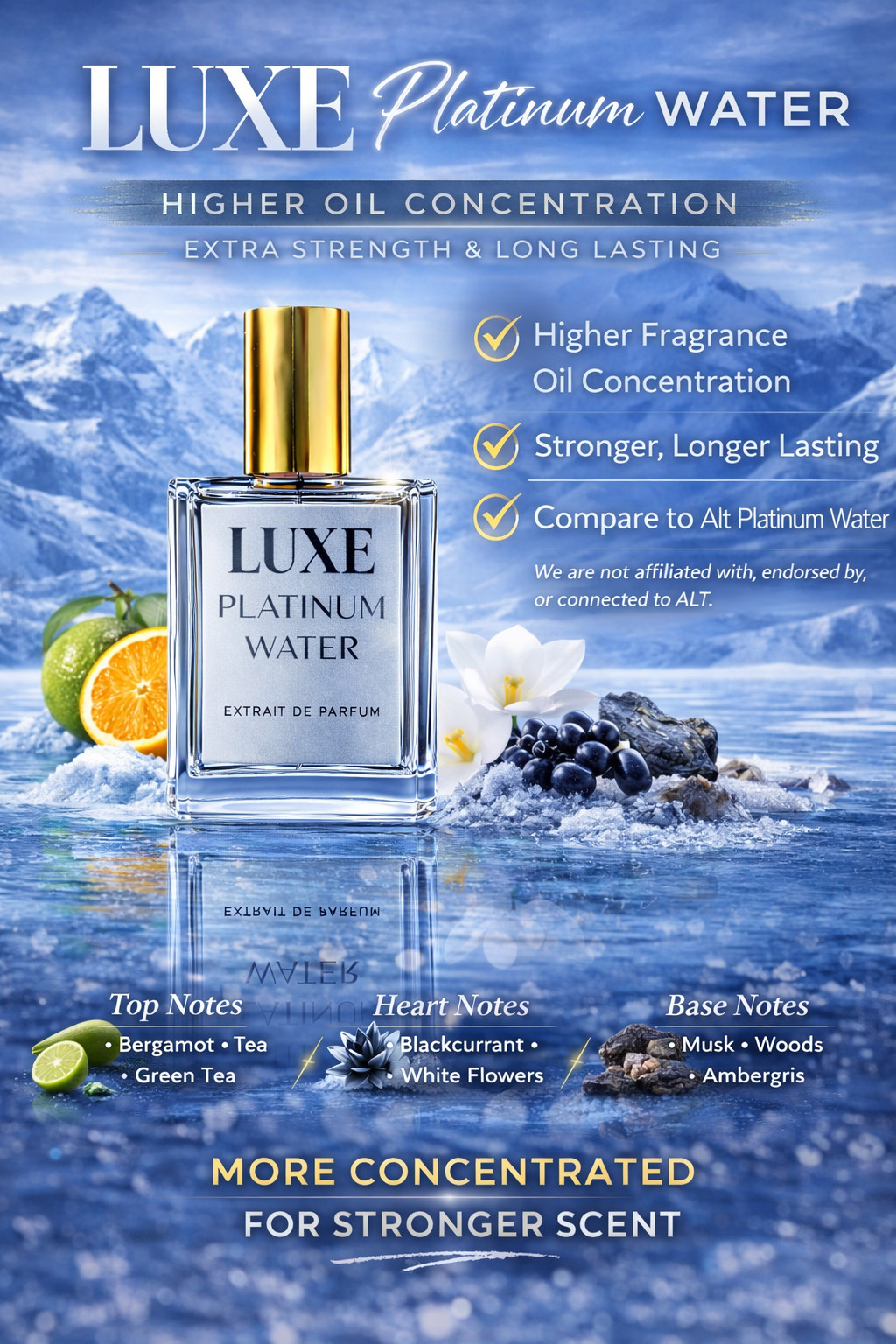 Stronger Version of ALT Platinum Water | 3.4 Oz / 100mL Longest Lasting Version
