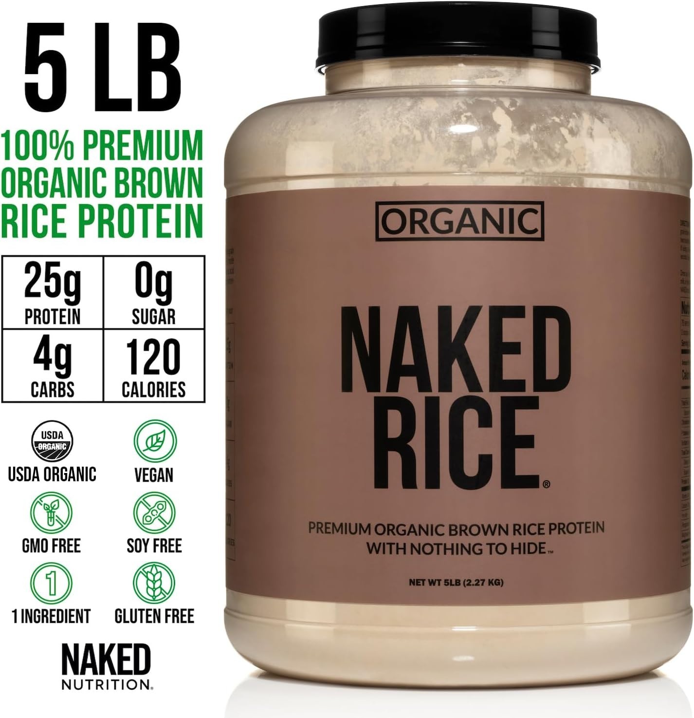 Rice Protein Powder 5LB Organic Vegan Gluten Free 76 Servings