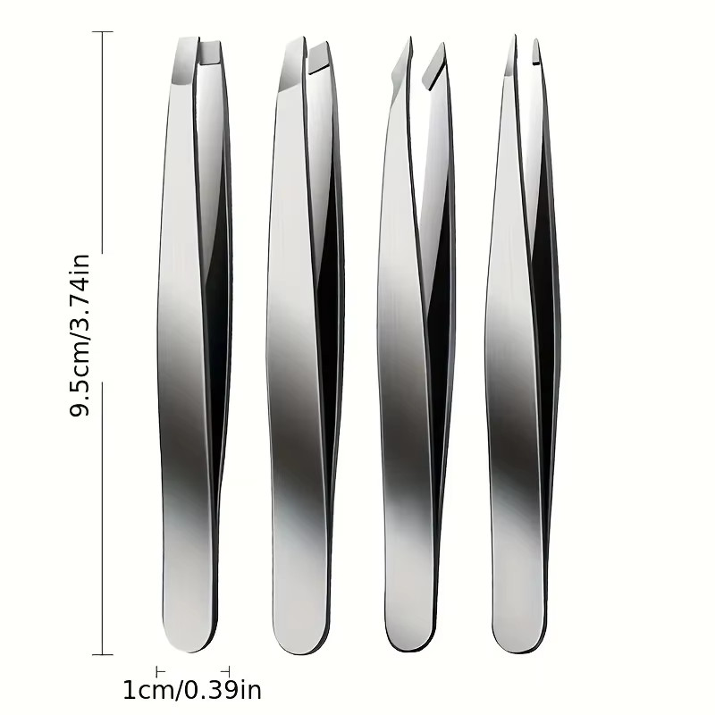 4pcs Professional Tweezers Set for Eyebrows, Splinters & Ingrown Hair Removal*