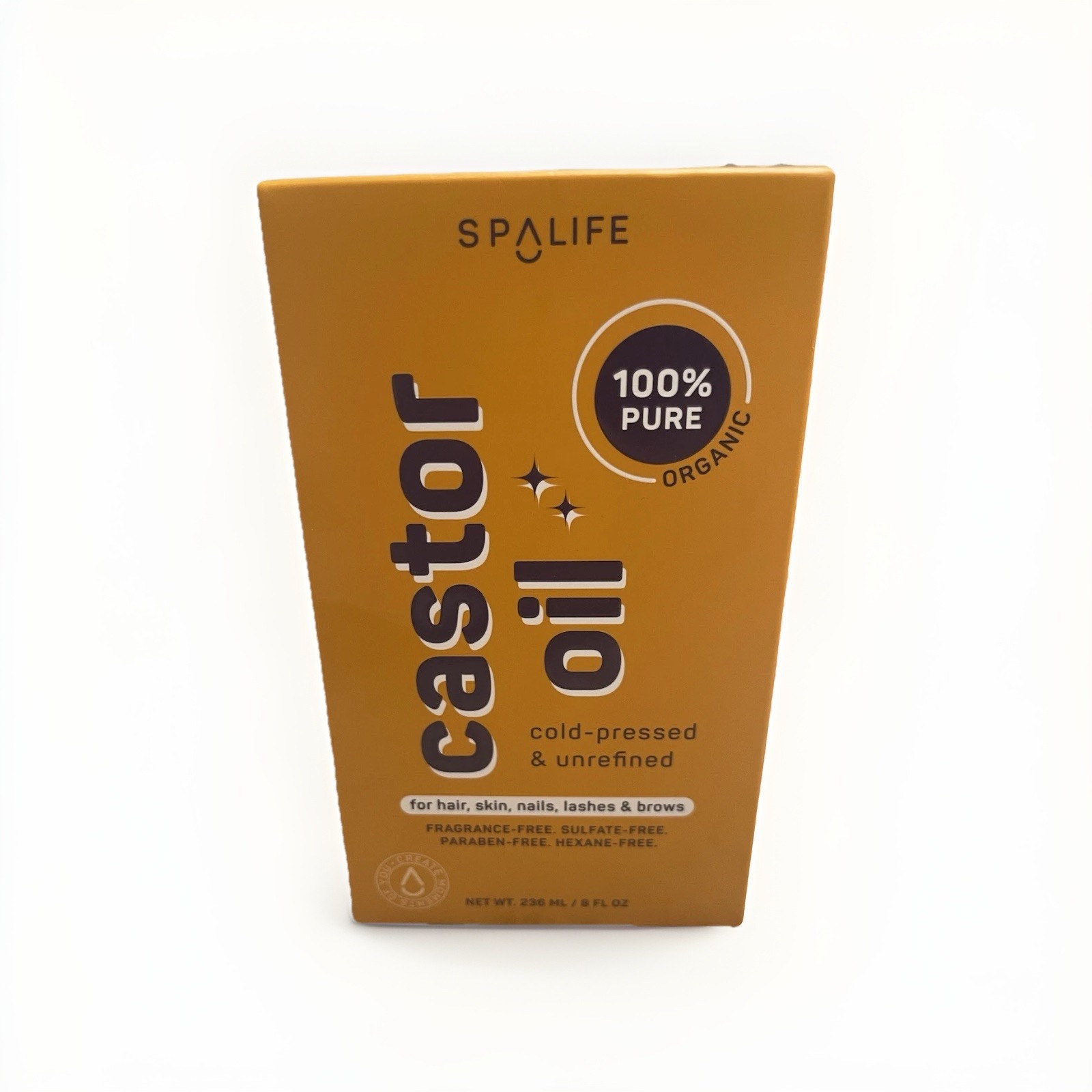 SPALIFE Castor Oil 8 fl oz 100% Pure Organic Cold-Pressed Unrefined Unscented