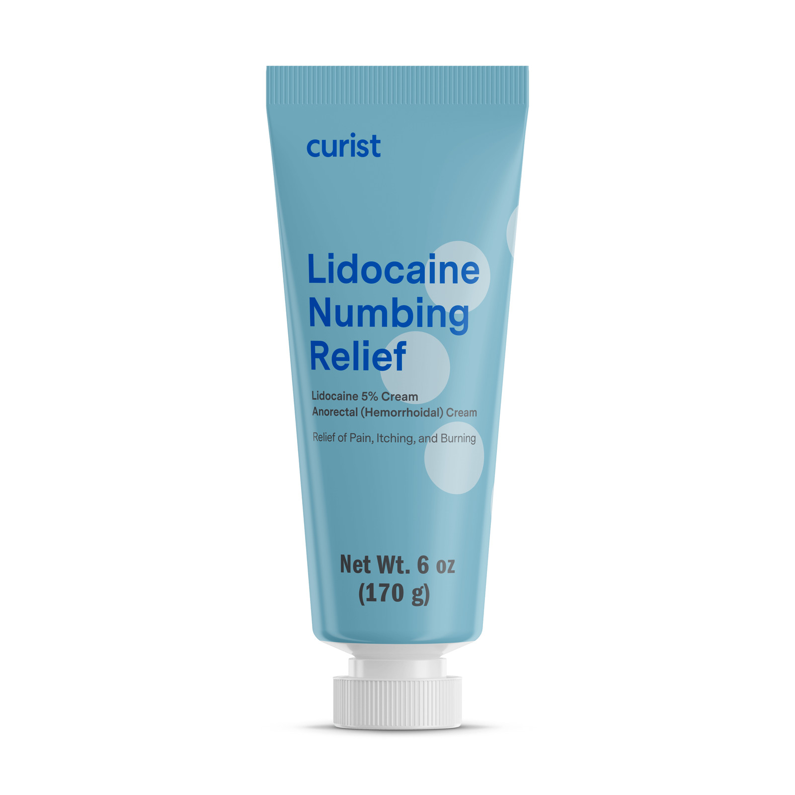 Curist Lidocaine Cream 5% 6 oz Tube Numbing Relief 6 oz Bulk Lidocaine 5%