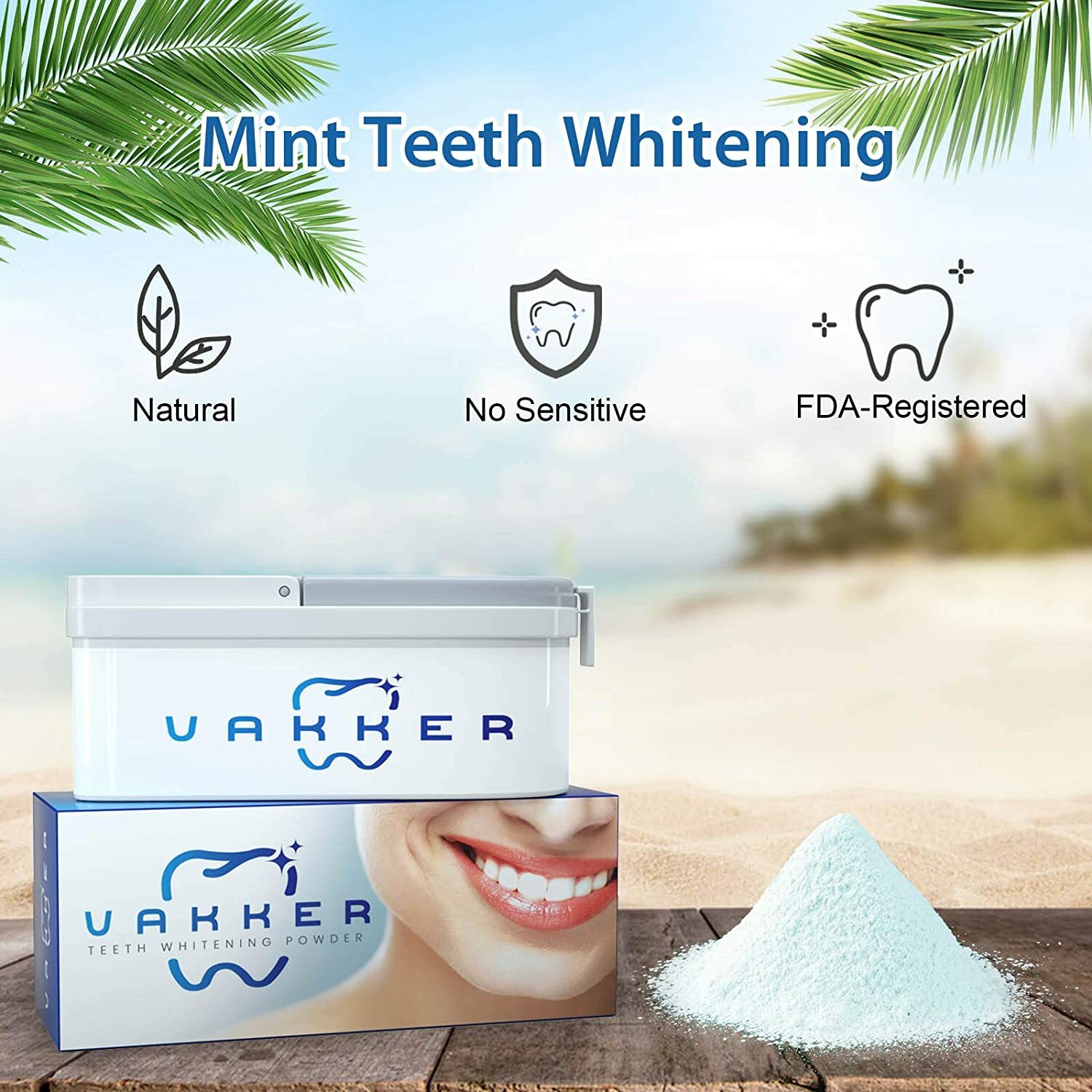 60 Days Supply Teeth Whitening Powder Tooth Whitener Stains Remover Mint Flavor