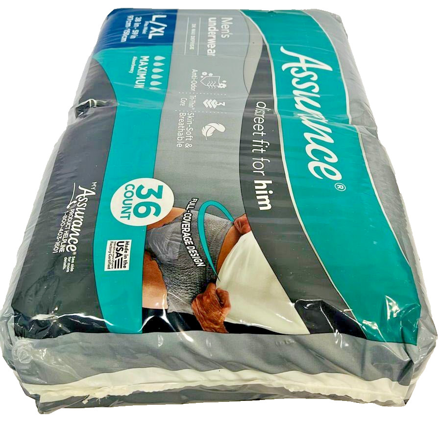 Assurance Men’s Incontinence Underwear L/XL Maximum Absorbency 36 Count