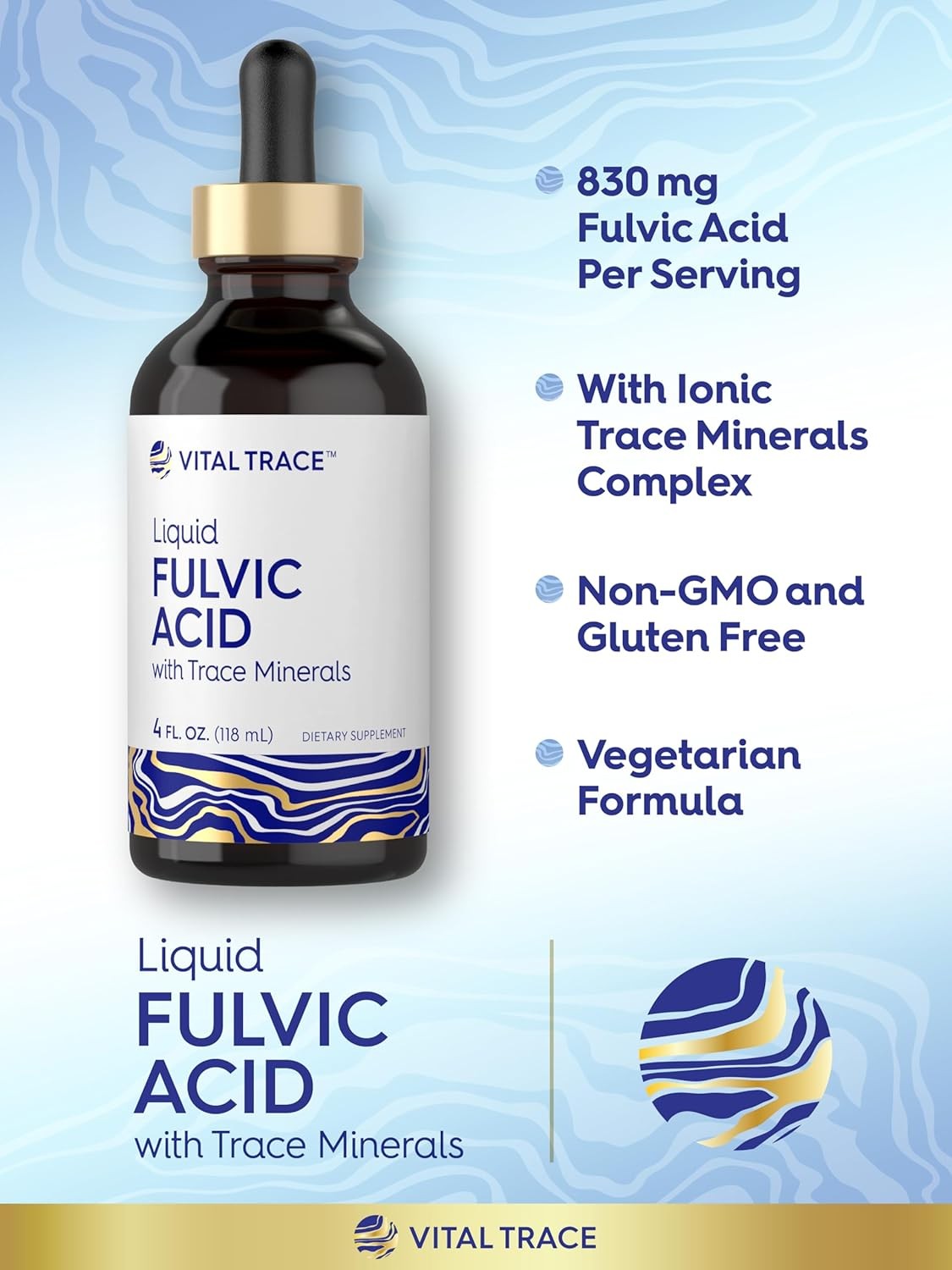 Fulvic Acid Drops 4 fl oz | Liquid Trace Minerals | Vegetarian | by Carlyle