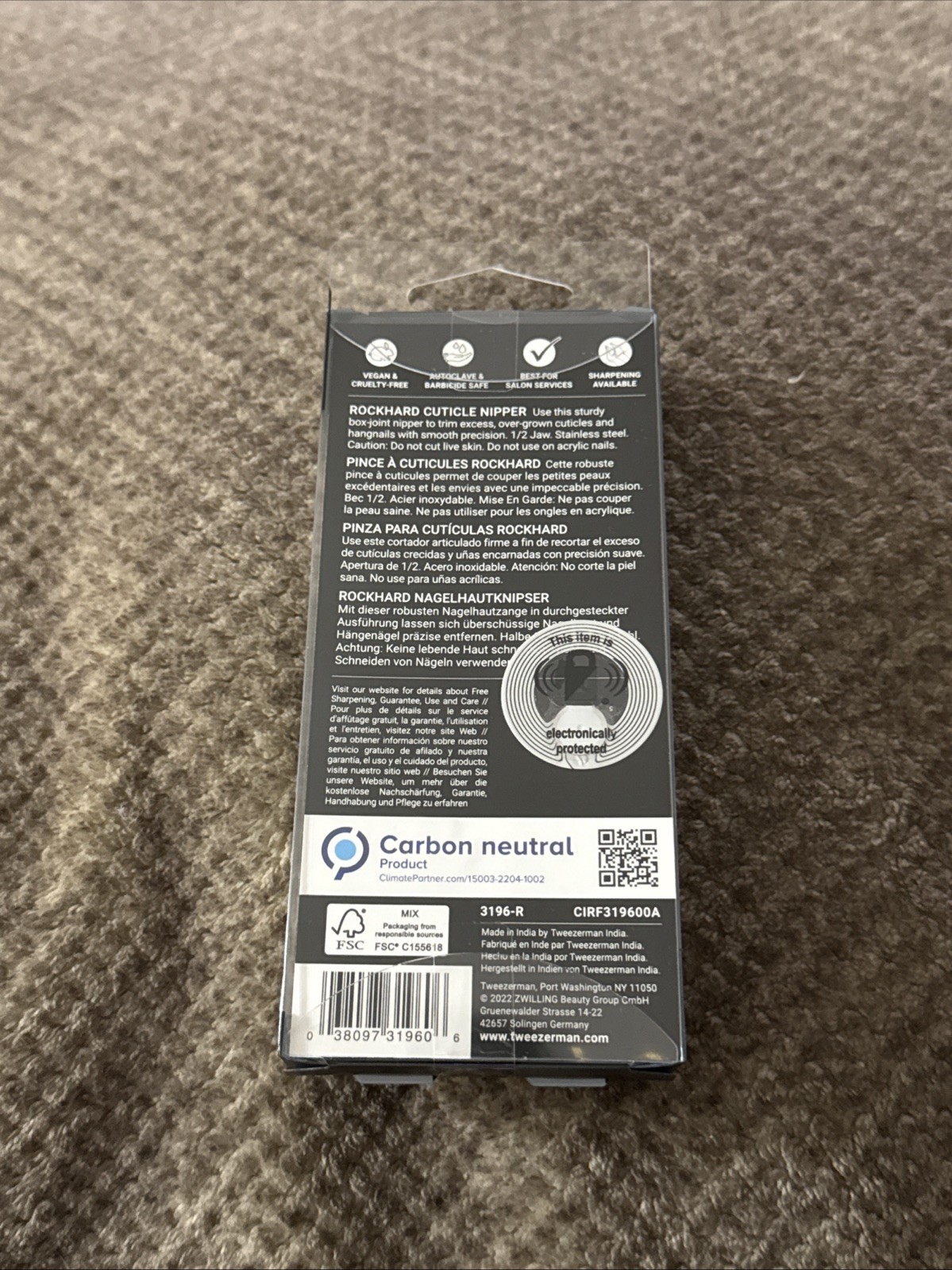 Tweezerman Rockhard Cuticle Nipper Stainless Steel 1/2 Jaw, NIB, 3196-R New
