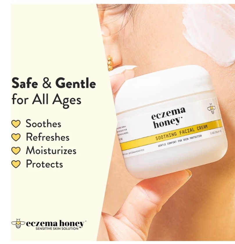 Lot Of 2 ECZEMA HONEY Soothing Facial Cream-Natural Dry Skin Repair Lotion 2 Oz