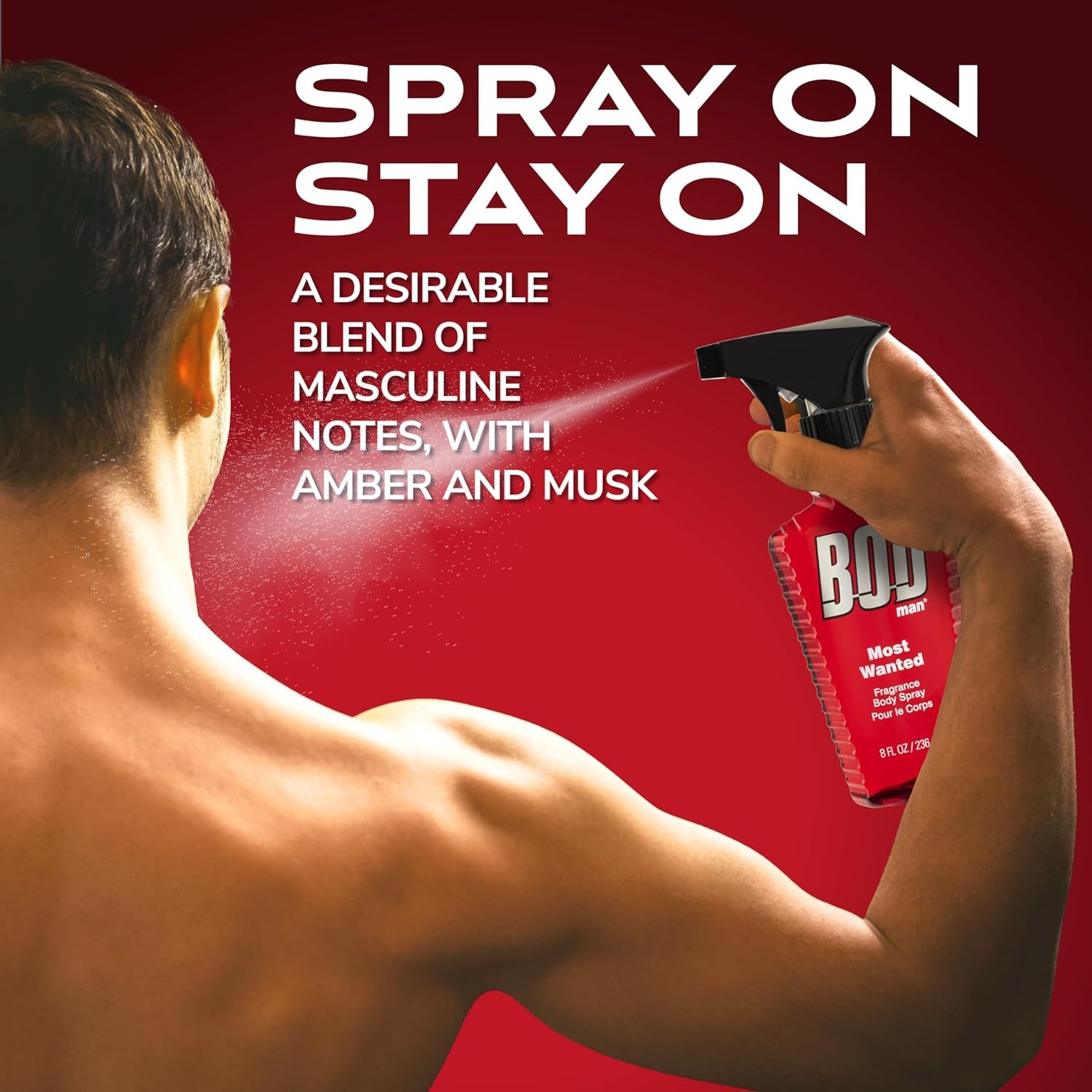 BOD man Fragrance Body Spray, Most Wanted, 8 fl oz 8 Fl Oz (Pack of 1)