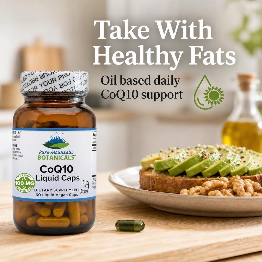 Pure Mountain Botanicals CoQ10 100mg Softgels – Coenzyme Q10 Ubiquinone – Vegan