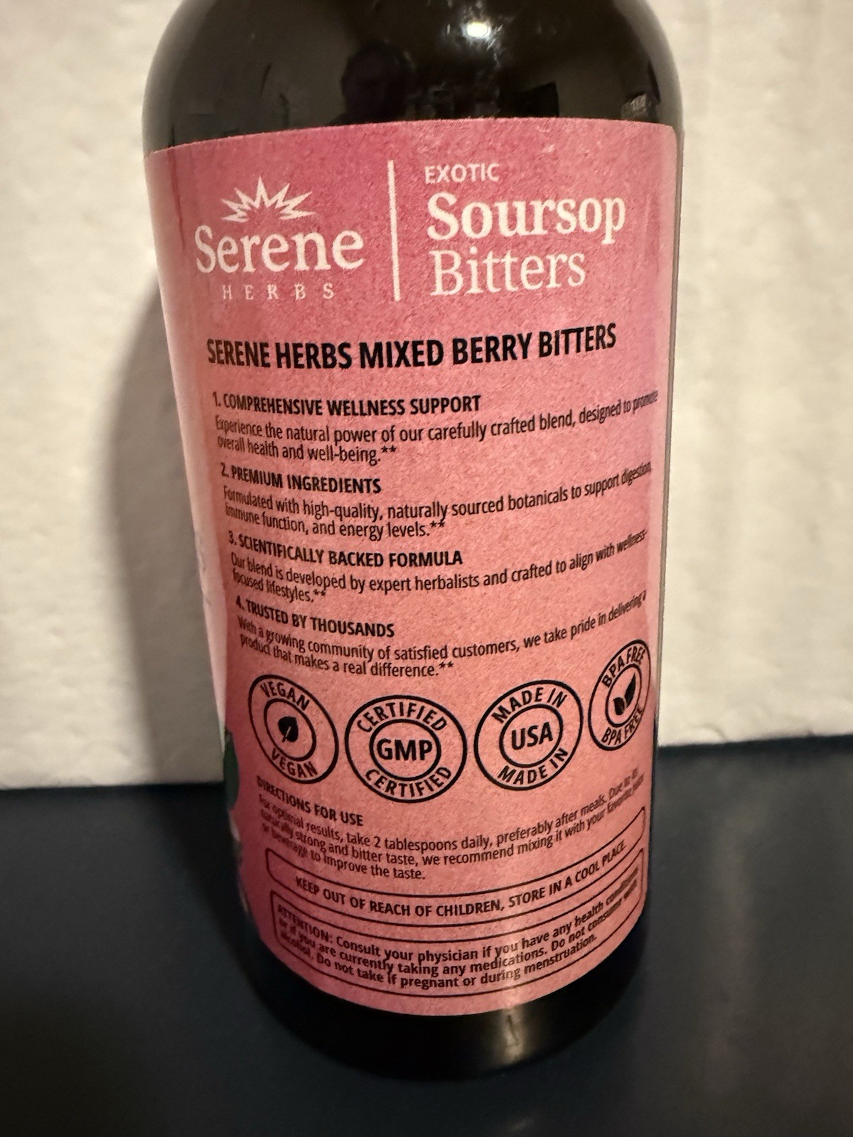 Serene Herbs Exotic Soursop Bitters 16 fl oz Mixed Berries 03/2028 FREE SHIP