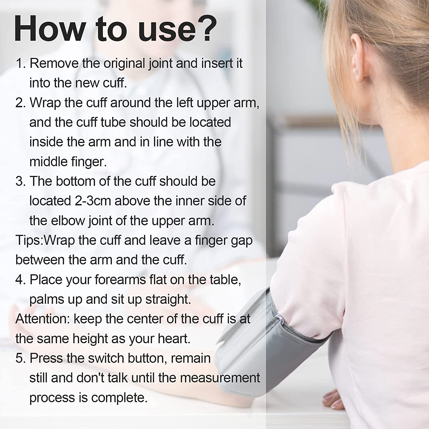 22-36cm Arm Blood Pressure Cuff For Blood Pressure Monitor or 6 Connectors
