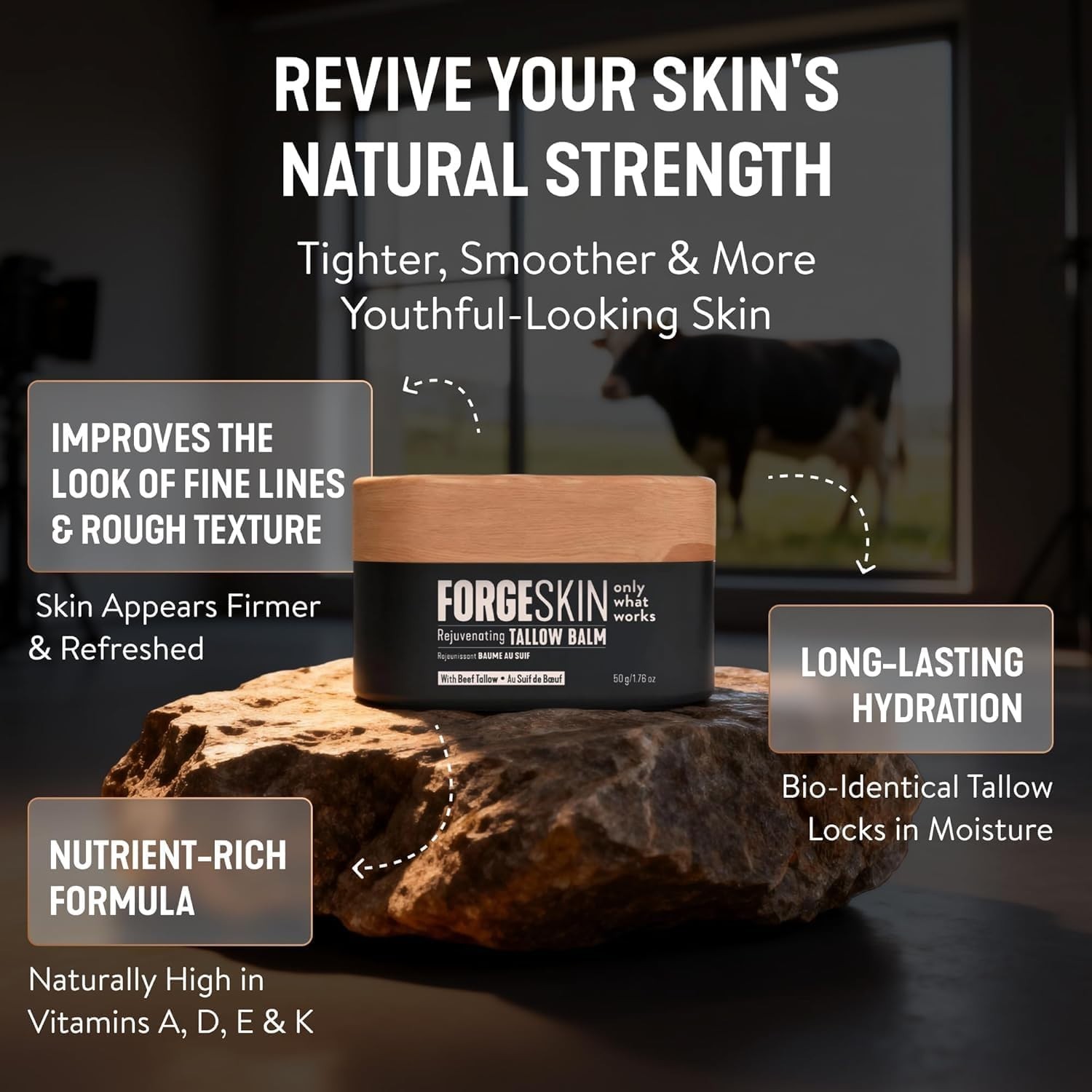 Forge Skin® Wrinkle Defense Beef Tallow Balm for Men TALLOWBASED Moisturizer …