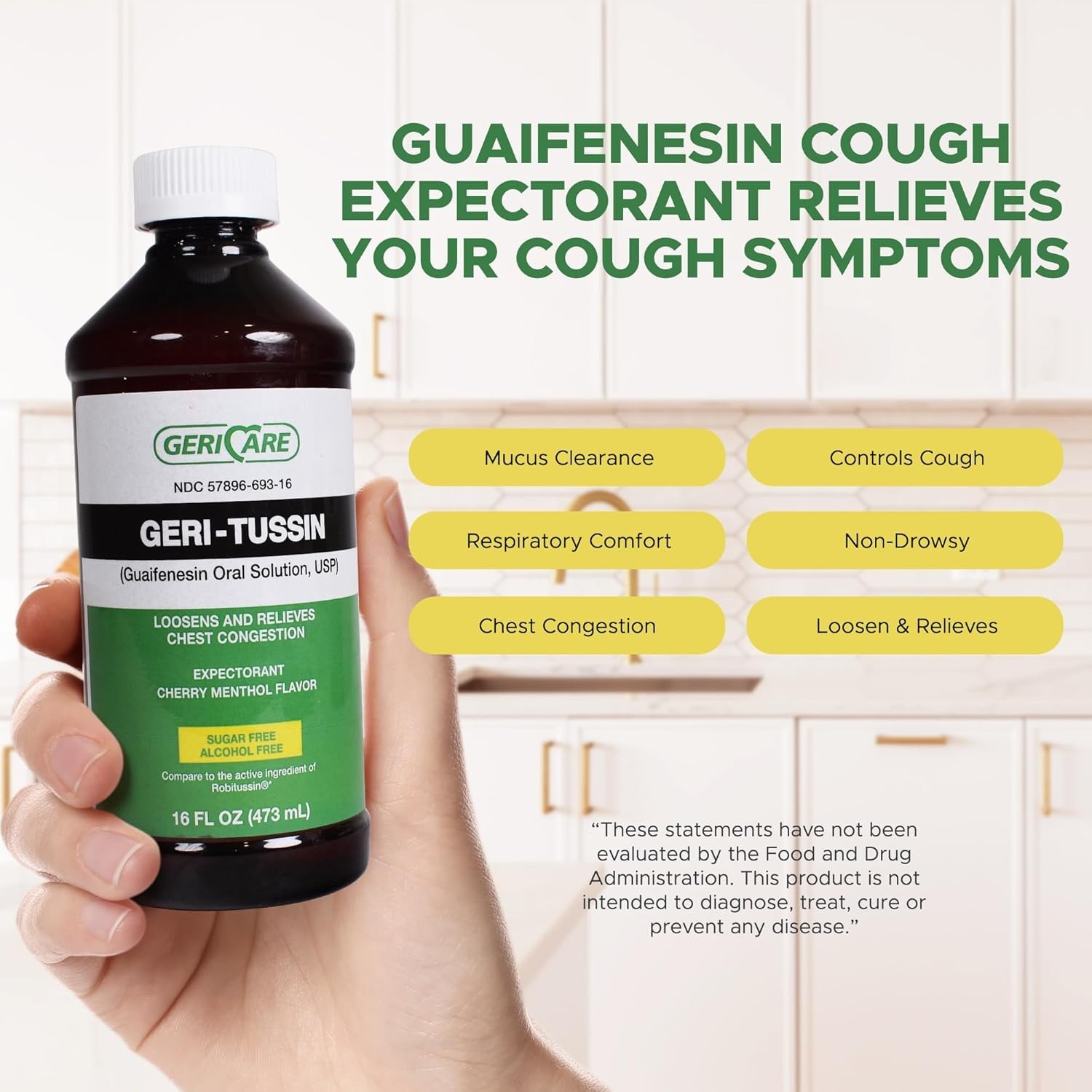 5 Pack Geri Care Geri Tussin Guaifenesin Strength Expectorant Syrup 100 mg 16 oz